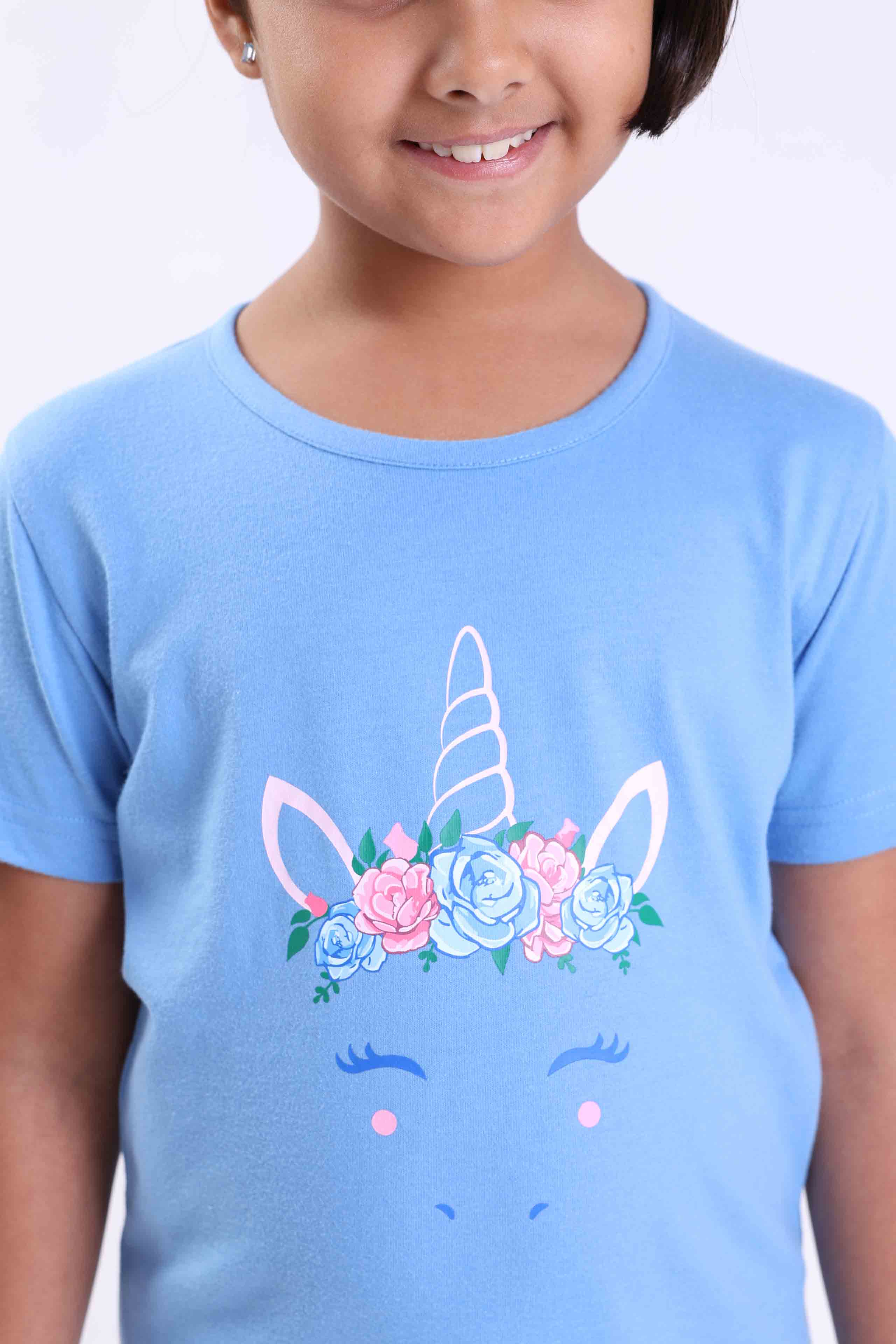 FLORAL UNICORN- GIRLS SHORT SLEEVE SHORT SET
