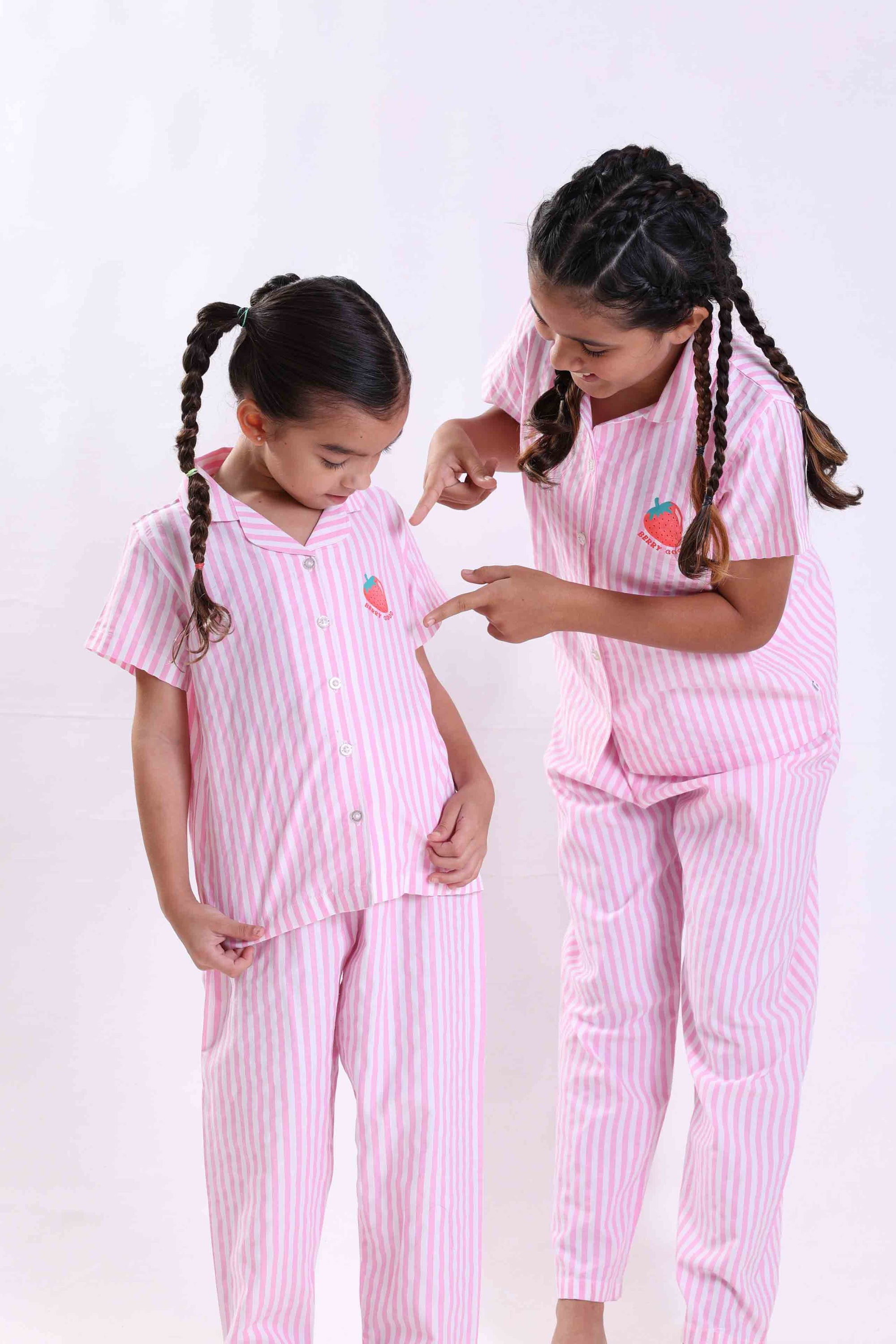 BERRY - GIRLS SHORT SLEEVE FRONT OPEN PANT SET