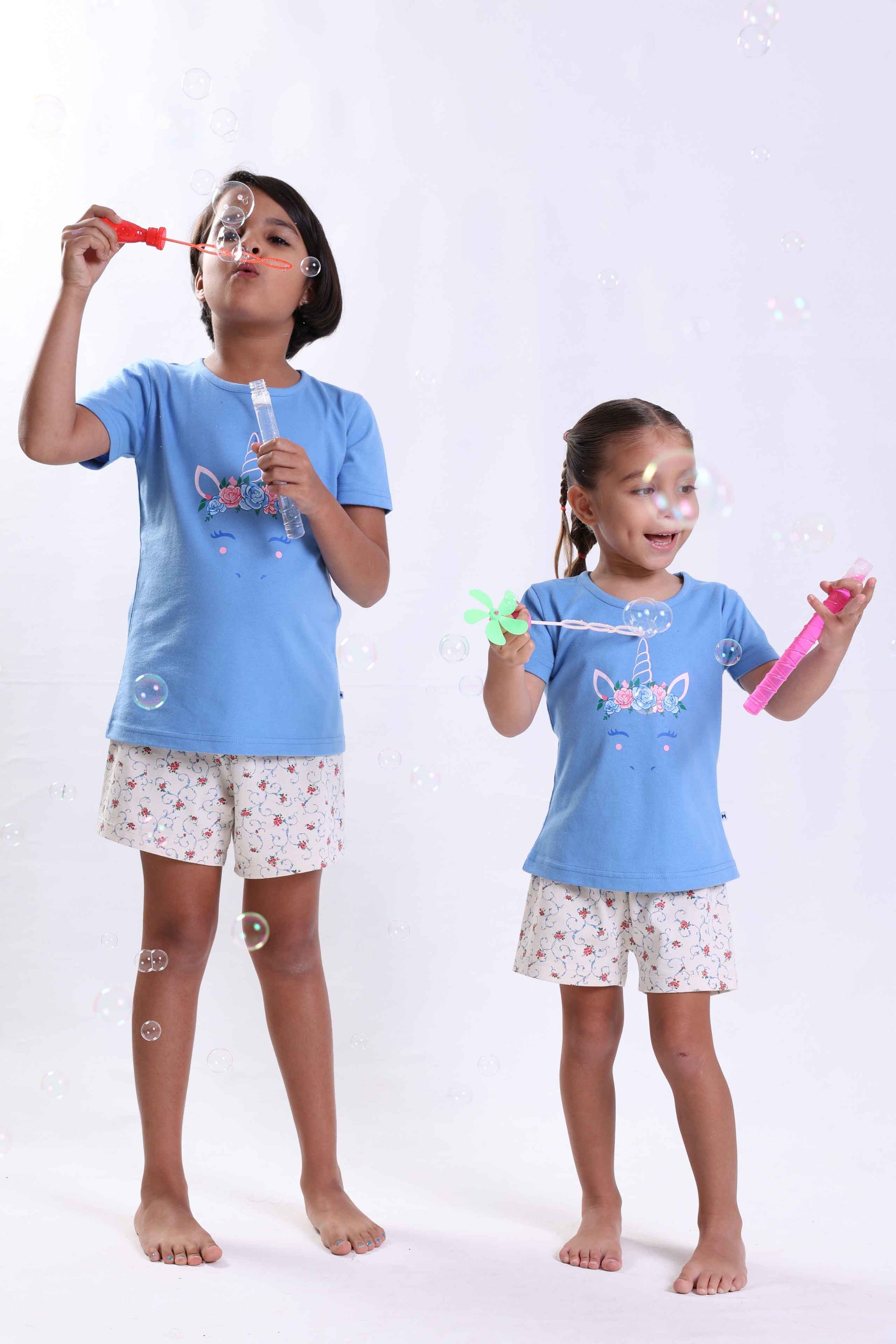 FLORAL UNICORN- GIRLS SHORT SLEEVE SHORT SET