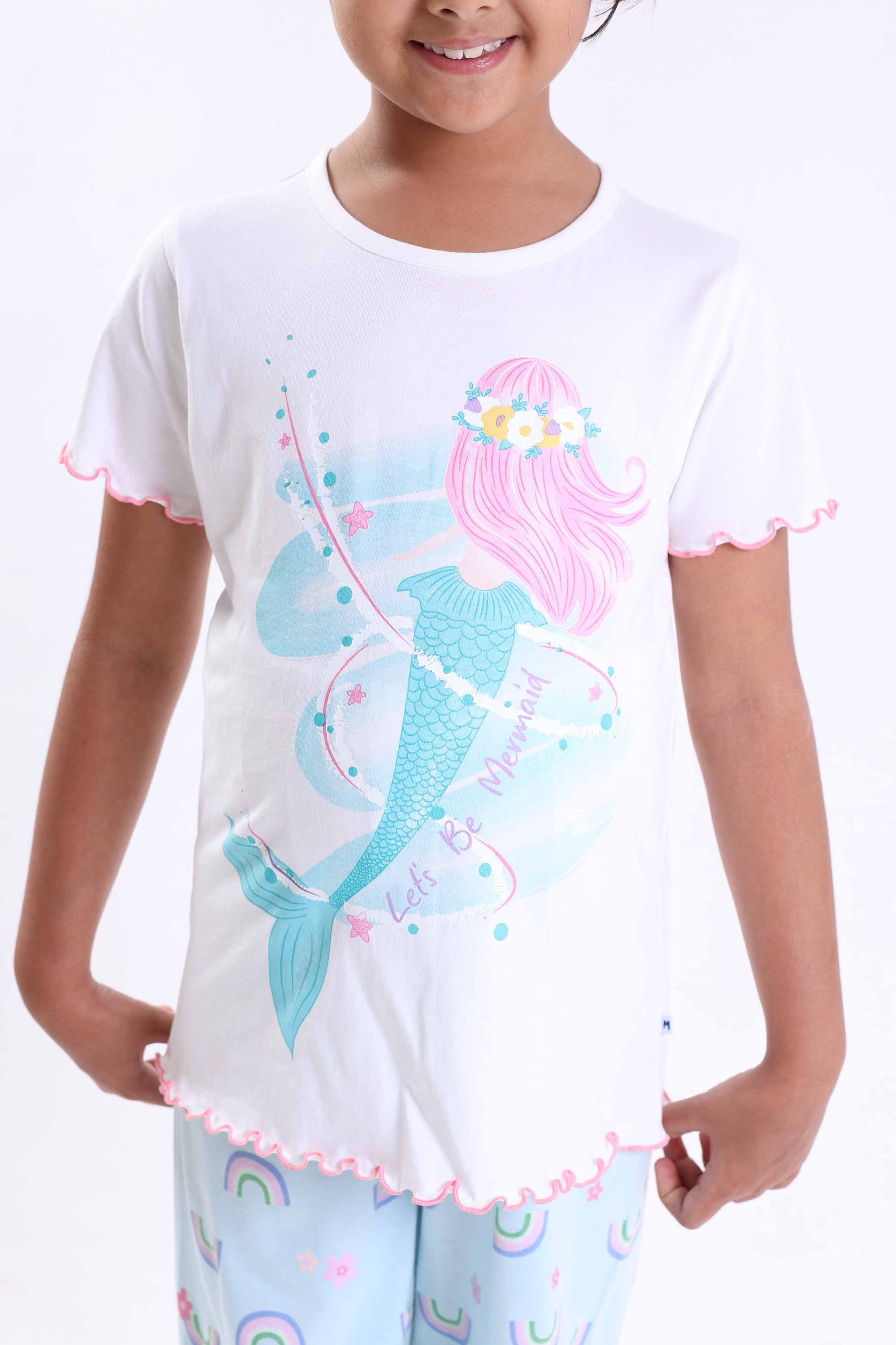 MERMAID - GIRLS SHORT SLEEVE PANT SET