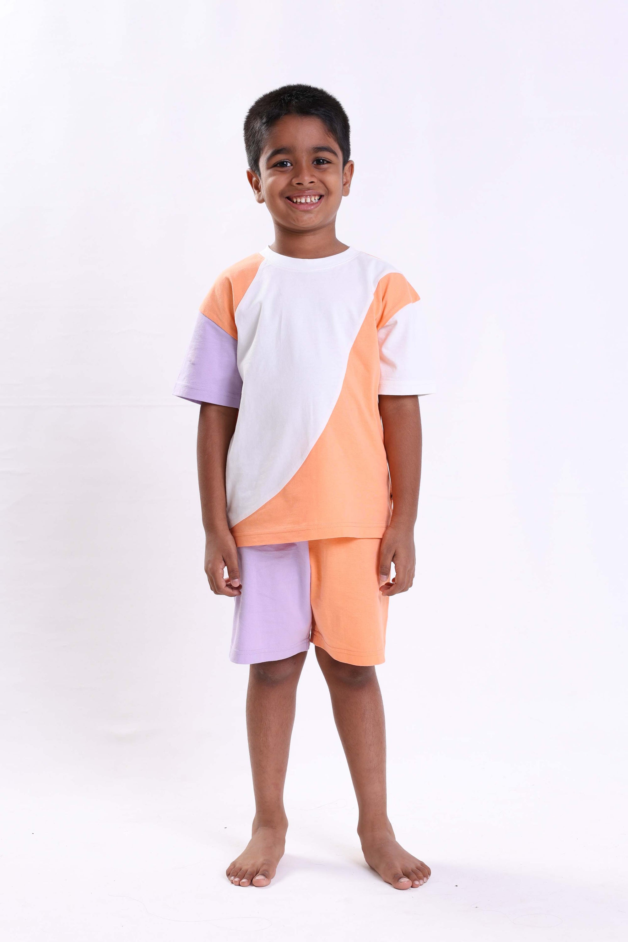 COLOR BLOCKED BOYS SHORT SET