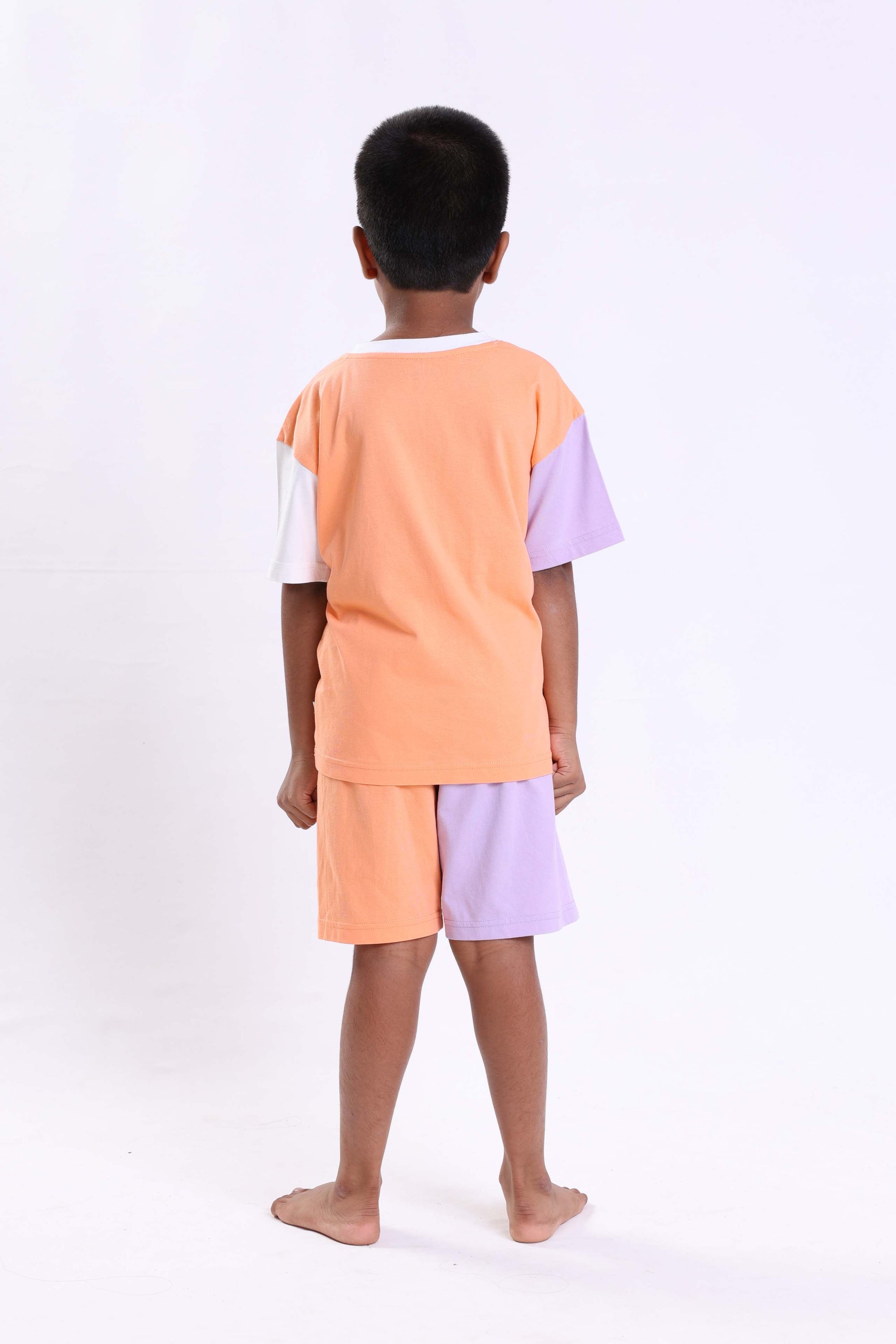 COLOR BLOCKED BOYS SHORT SET