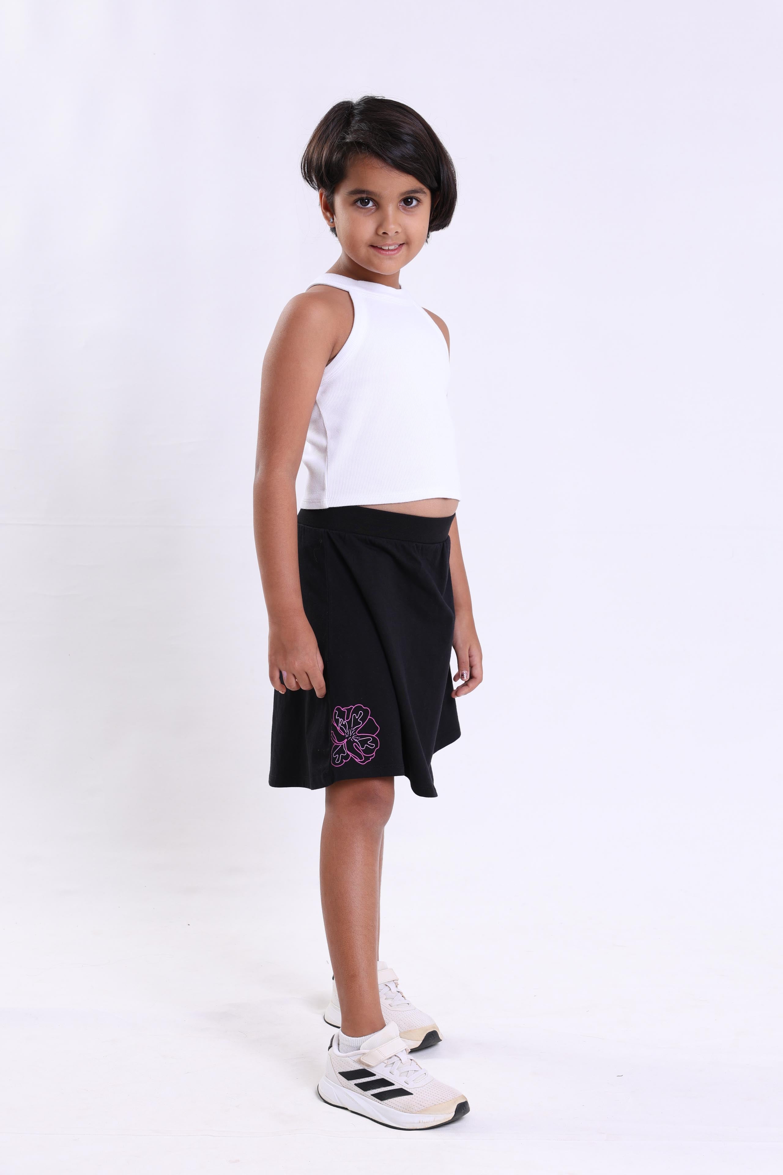 GIRLS BASIC FLORAL SKATER SKIRT