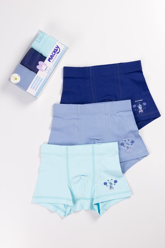 ROCKETOO BOYS' 3-PIECE BOXER UNDERWEAR SET