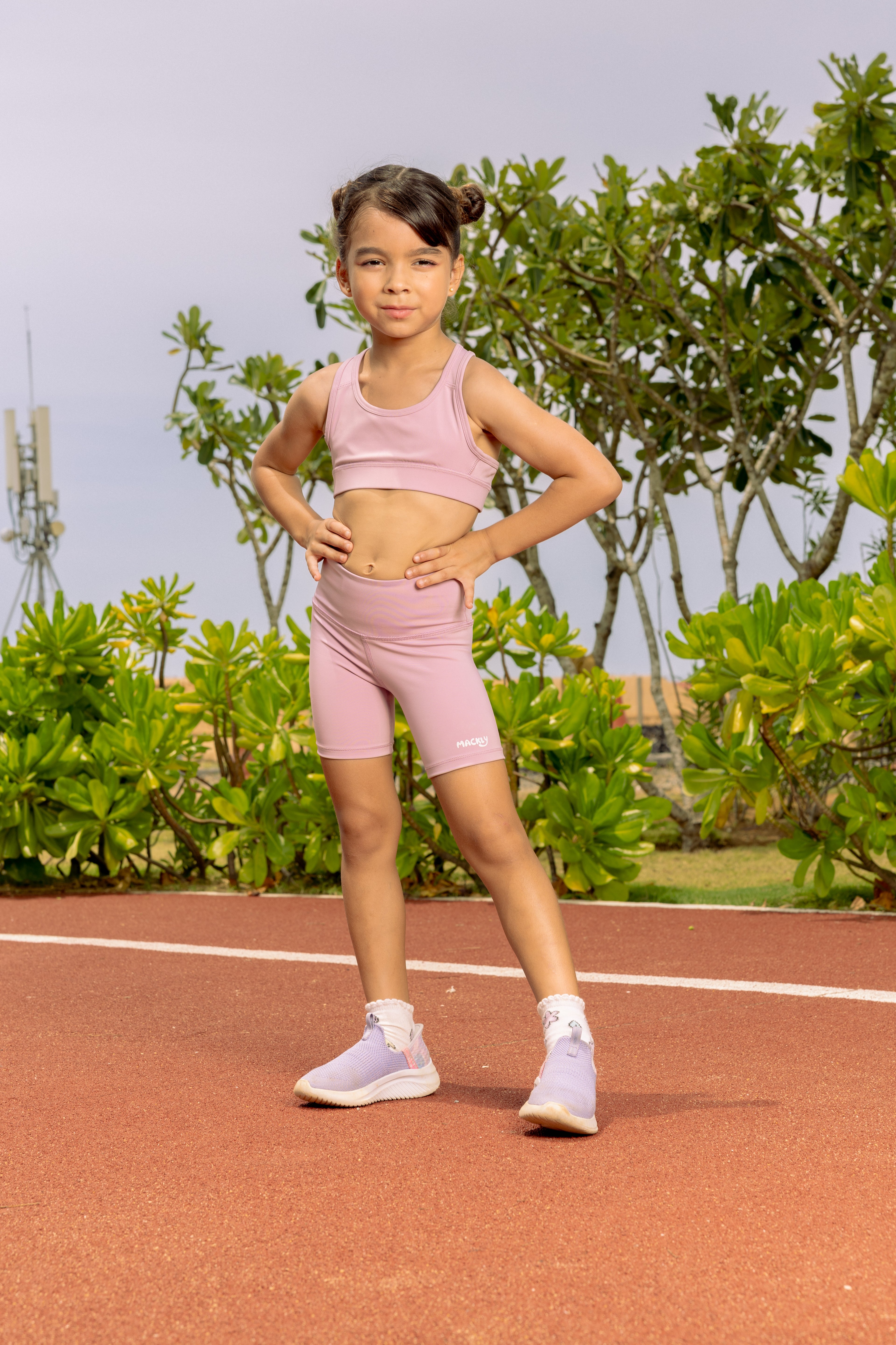 MACKLY GIRLS' PINK BIKER SHORTS