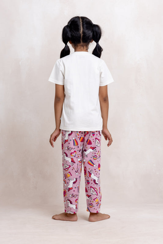 SHINING UNICORN- GIRLS SHORT SLEEVE PANT SET