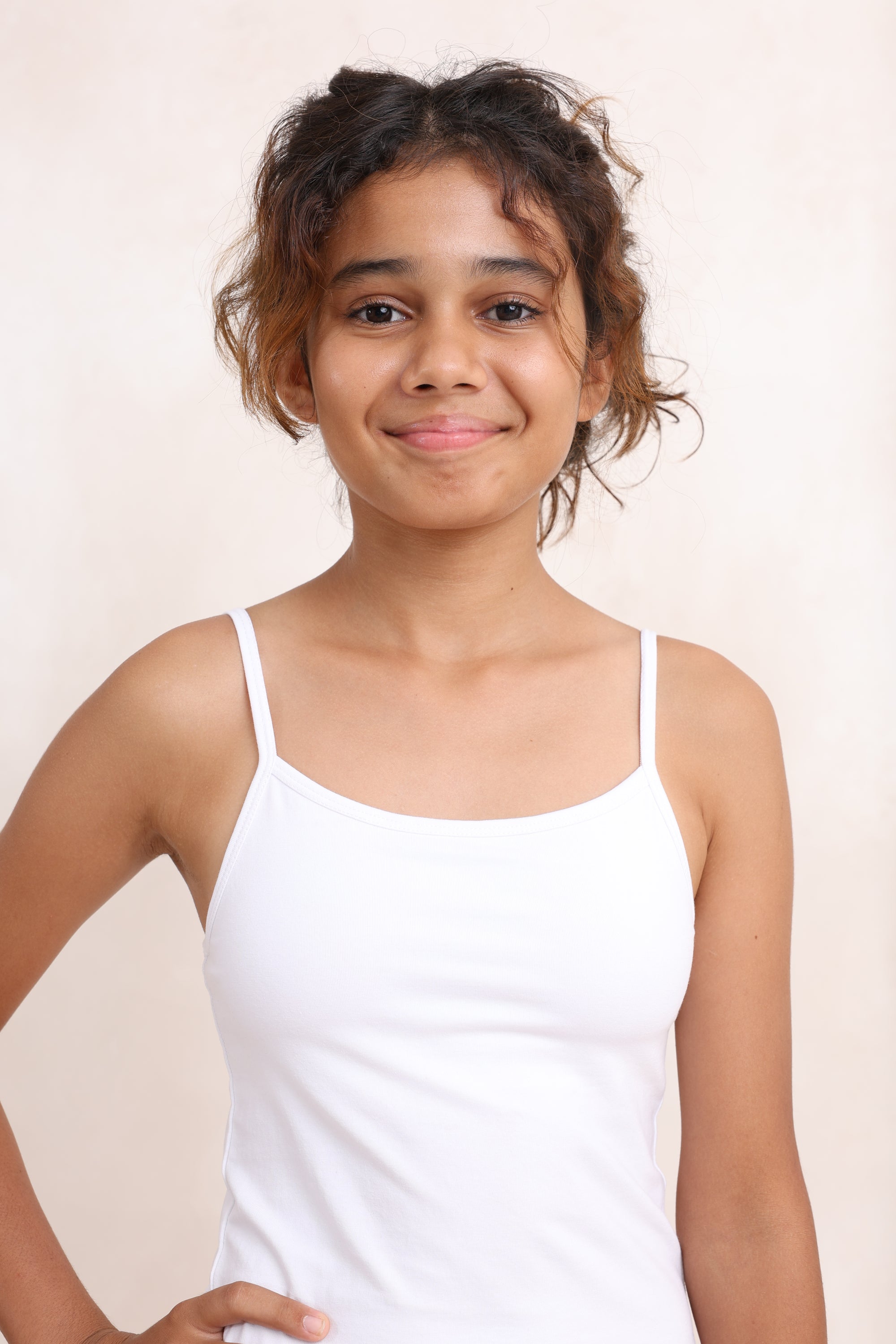 WHITE CAMISOLE WITH INBUILT BRA