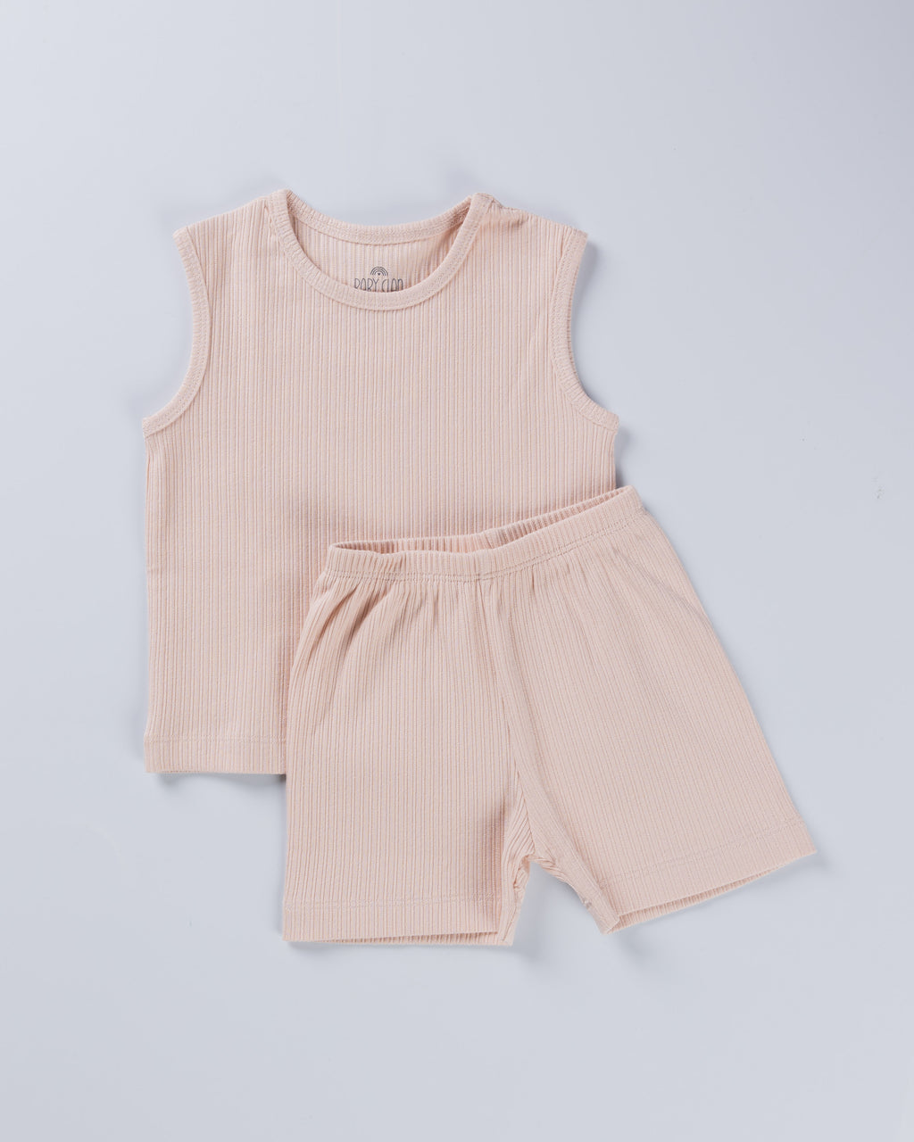 SOFT ORANGE POINTELLE VEST AND SHORT SET