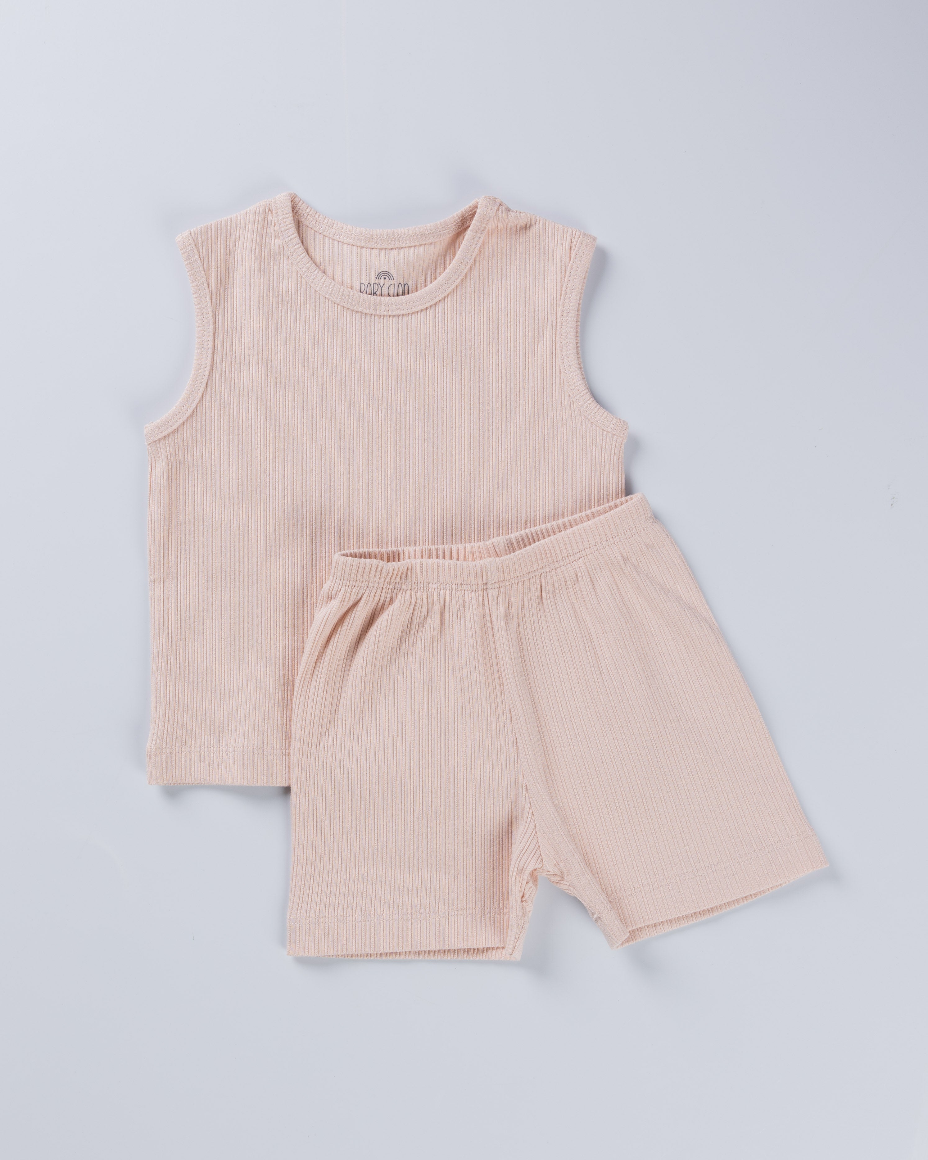 SOFT ORANGE POINTELLE VEST AND SHORT SET