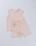 SOFT ORANGE POINTELLE VEST AND SHORT SET