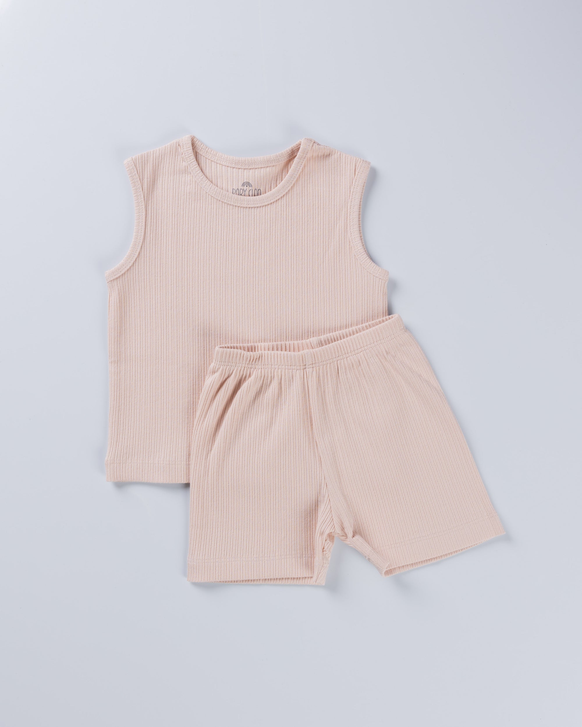 SOFT ORANGE POINTELLE VEST AND SHORT SET