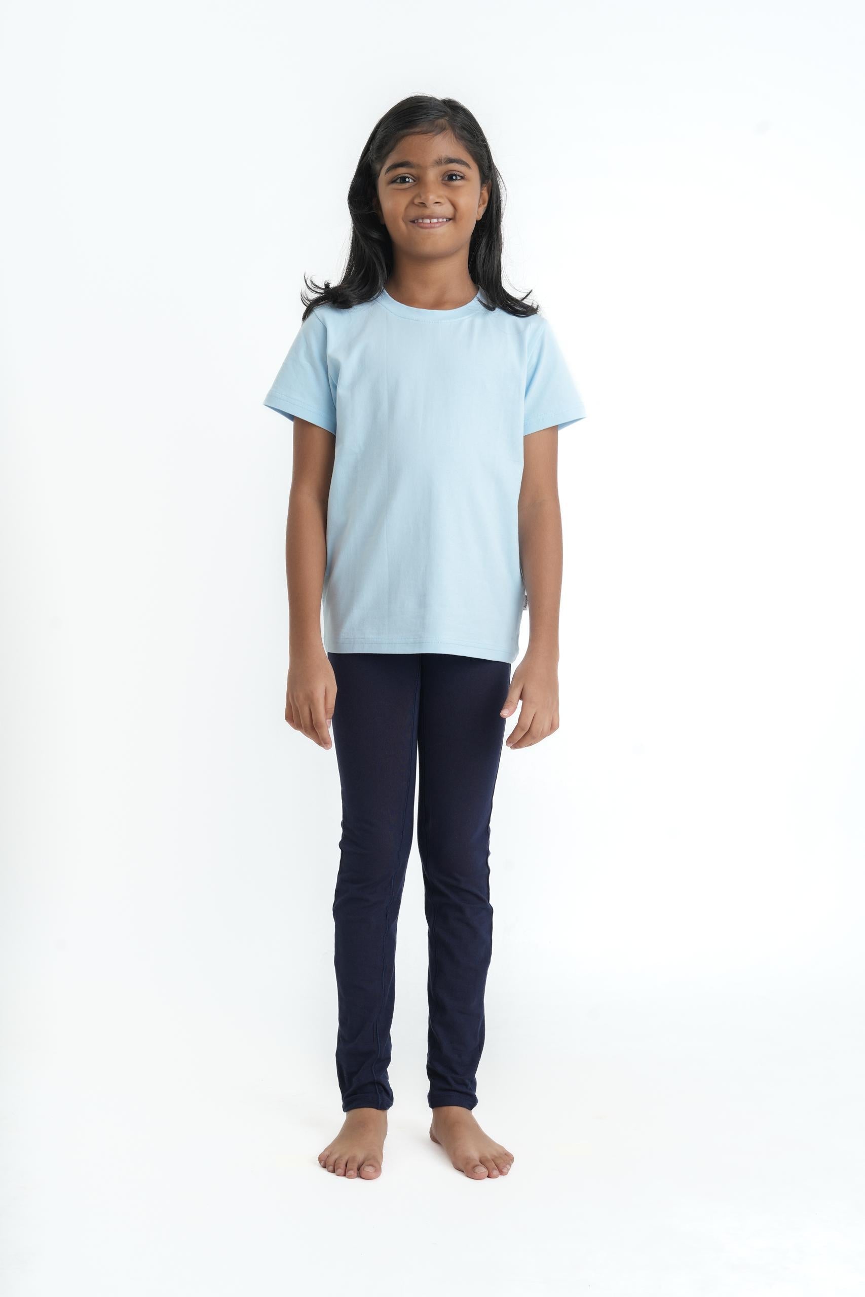 Kids Blue Leggings Pant - Cotton Elastane Jersey with Elastic Waistband (1)