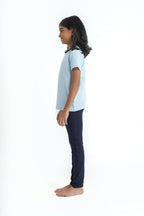 Kids Blue Leggings Pant - Cotton Elastane Jersey with Elastic Waistband (2)