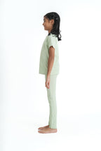 Kids Green Leggings Pant - Cotton Elastane Jersey with Elastic Waistband (2)