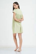 HERB GREEN,Woman wearing comfortable sleepwear pajama, Relaxing sleepwear pajama for women, Cozy and stylish women's sleepwear pajama, Soft and breathable pajama for a good night's sleep, Lounge and sleep in this comfortable women's pajama, Comfy and stylish sleepwear for women, Sleep peacefully in this cozy women's pajama set, Relax in comfort with this women's sleepwear pajama, Luxurious and soft pajama set for women, Stay comfortable all night in this women's sleepwear pajama,
