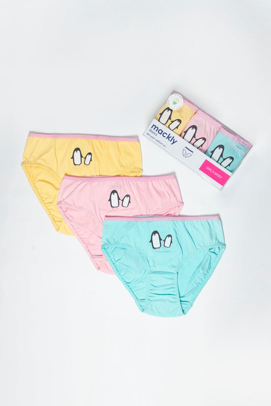 Cute Couple Penguin 3-Pack Girls Briefs