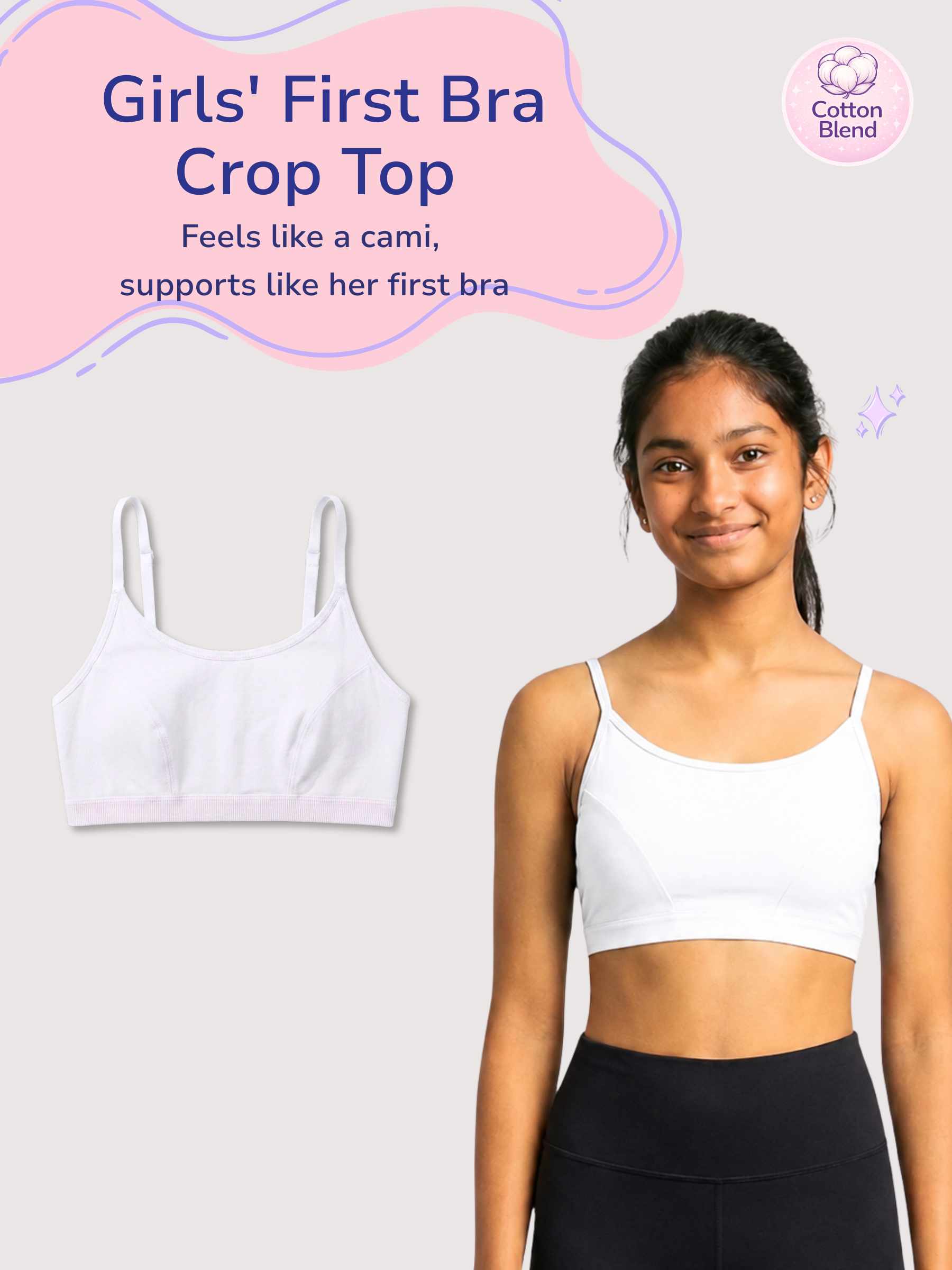 WHITE GIRLS FIRST BRA CROP TOP