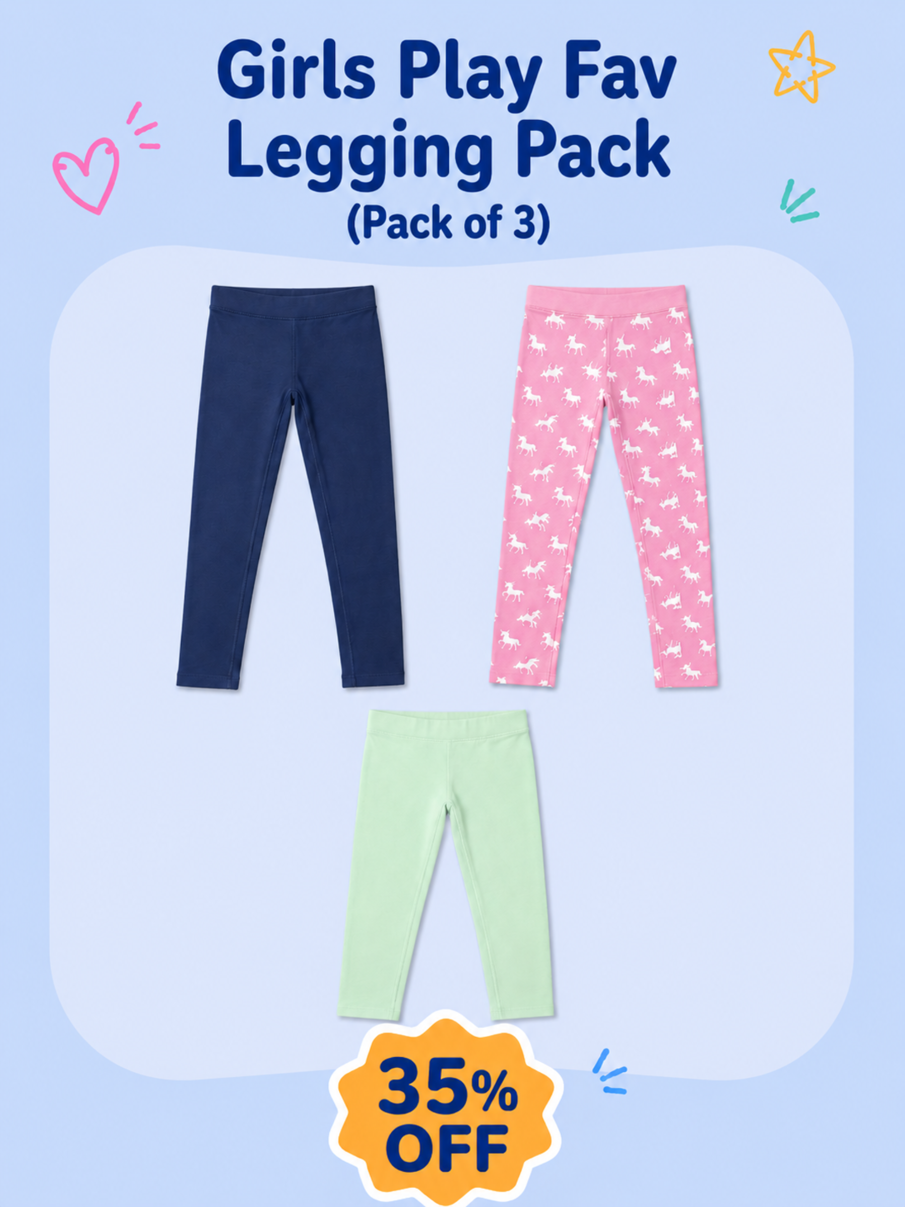 GIRLS PLAY FAV LEGGING PACK