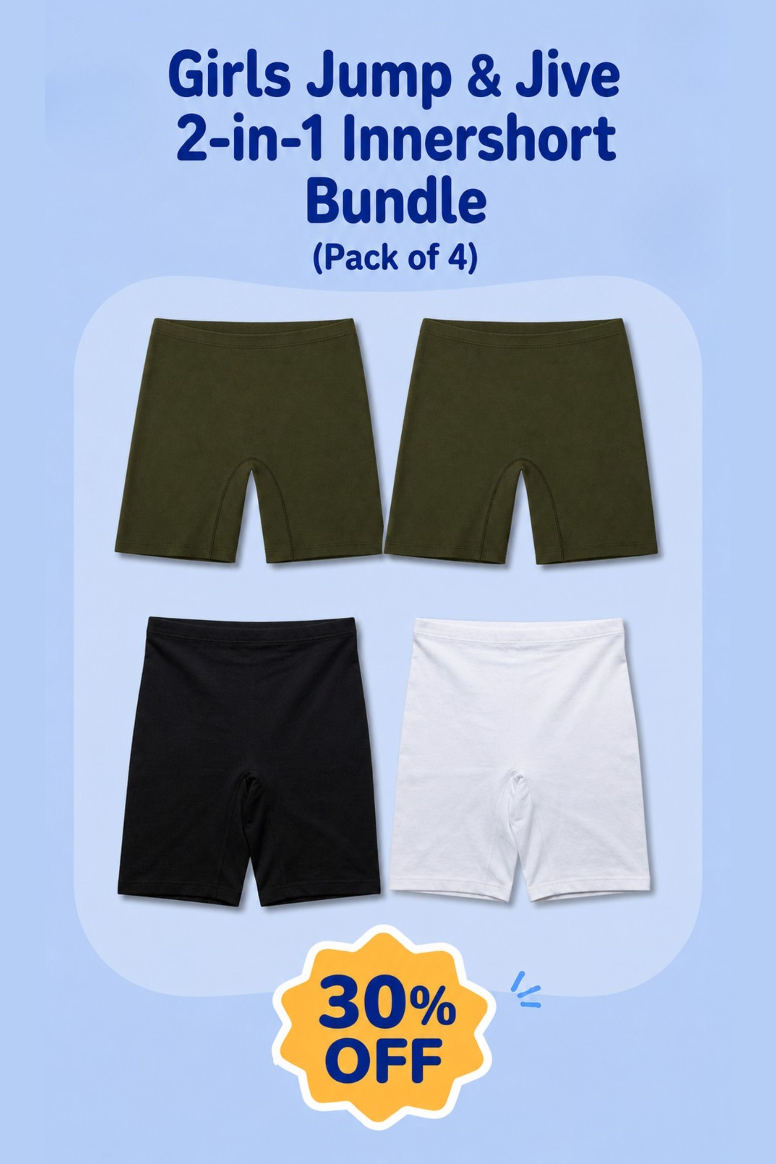 GIRLS JUMP AND JIVE 2-IN-1 INNERSHORT BUNDLE