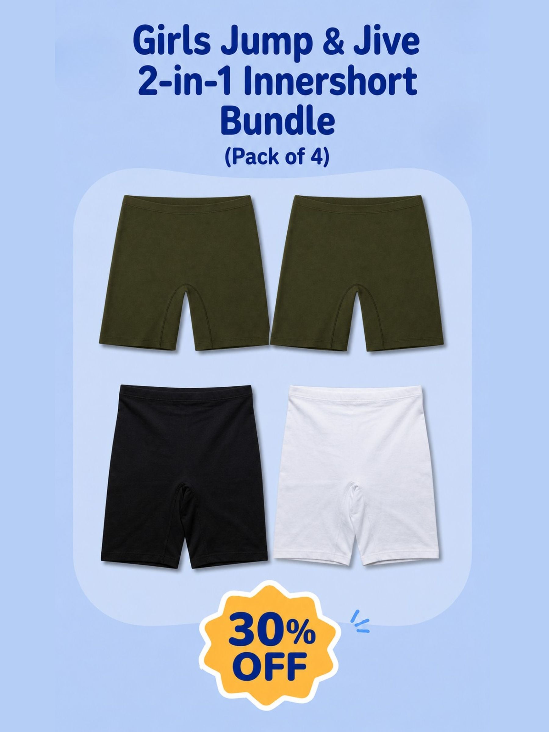 GIRLS JUMP AND JIVE 2-IN-1 INNERSHORT BUNDLE