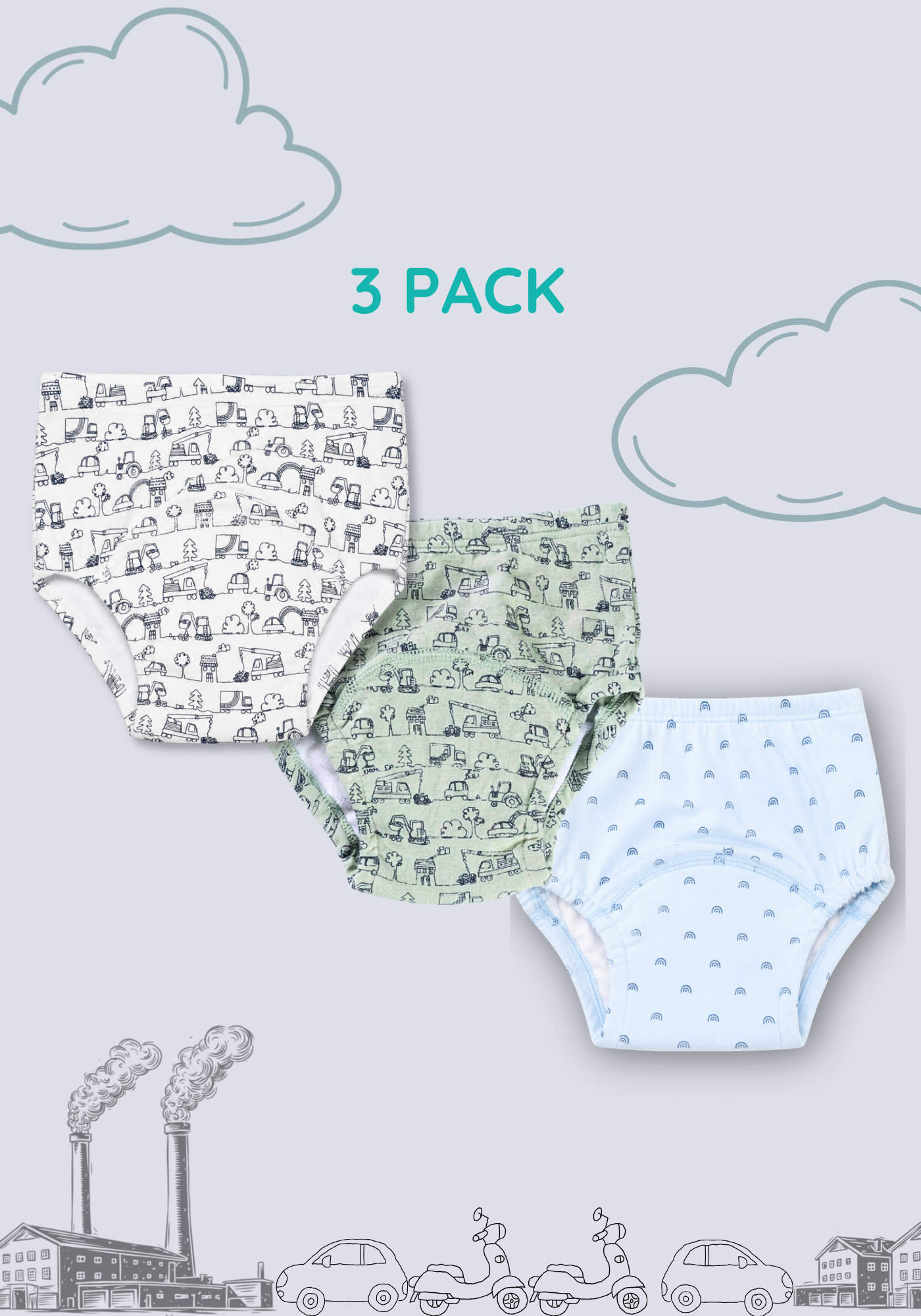 VROOM   3 PK POTTY TRAINNING PANTY [3PTPBRK-7] [24x7retail]