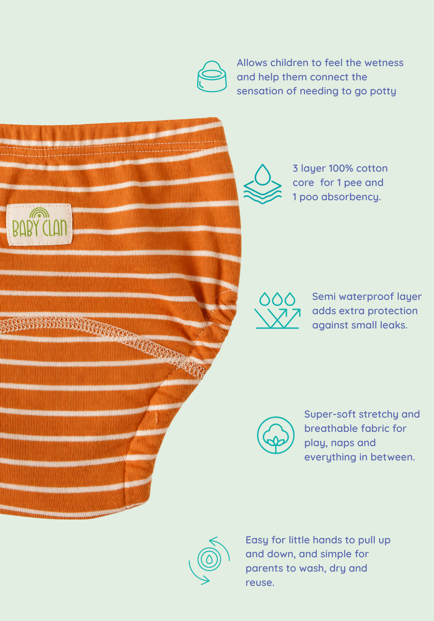 3 PACK RAINBOW UNISEX POTTY TRAINING PANTS