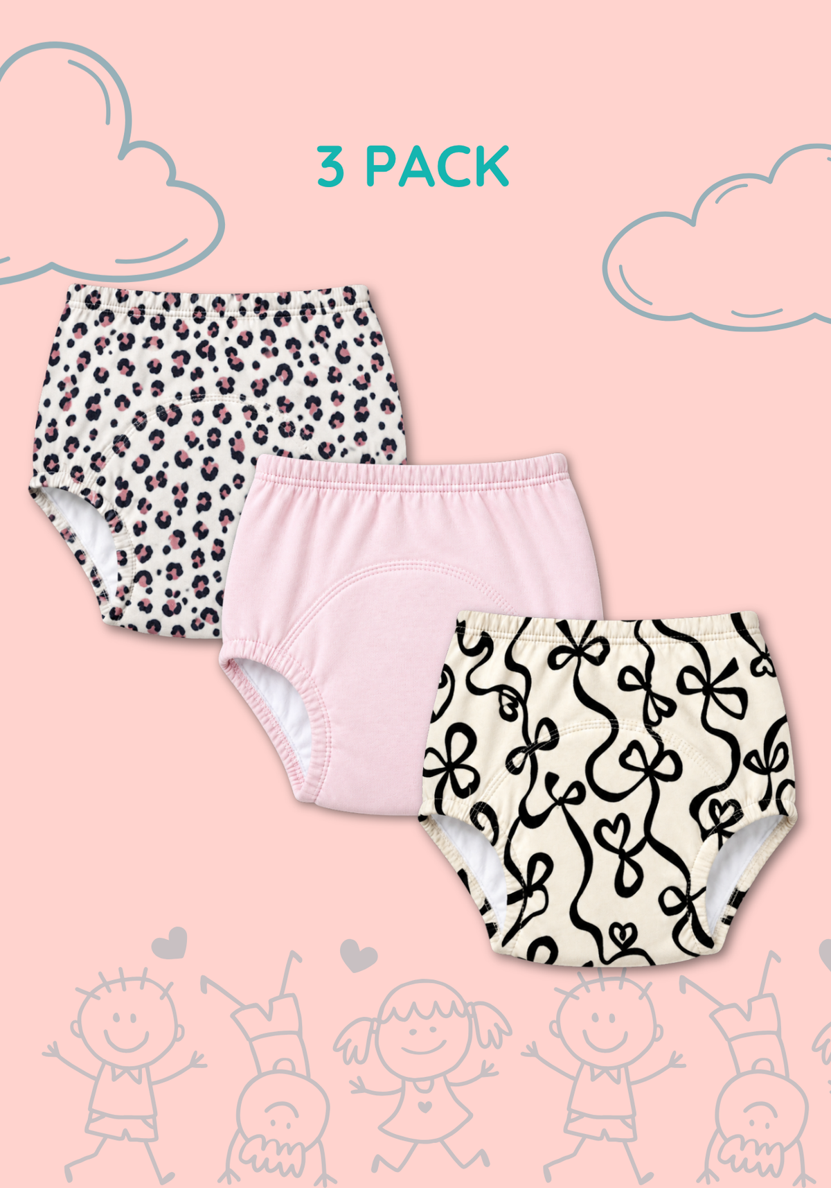 PRETTY BOW 3PK POTTY TRAINING PANTY
