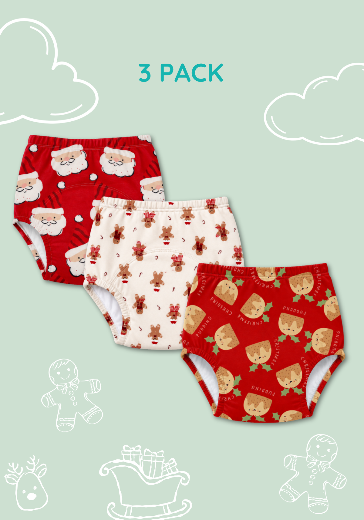 CHRISTMAS CHEER 3PK POTTY TRAINING PANTY