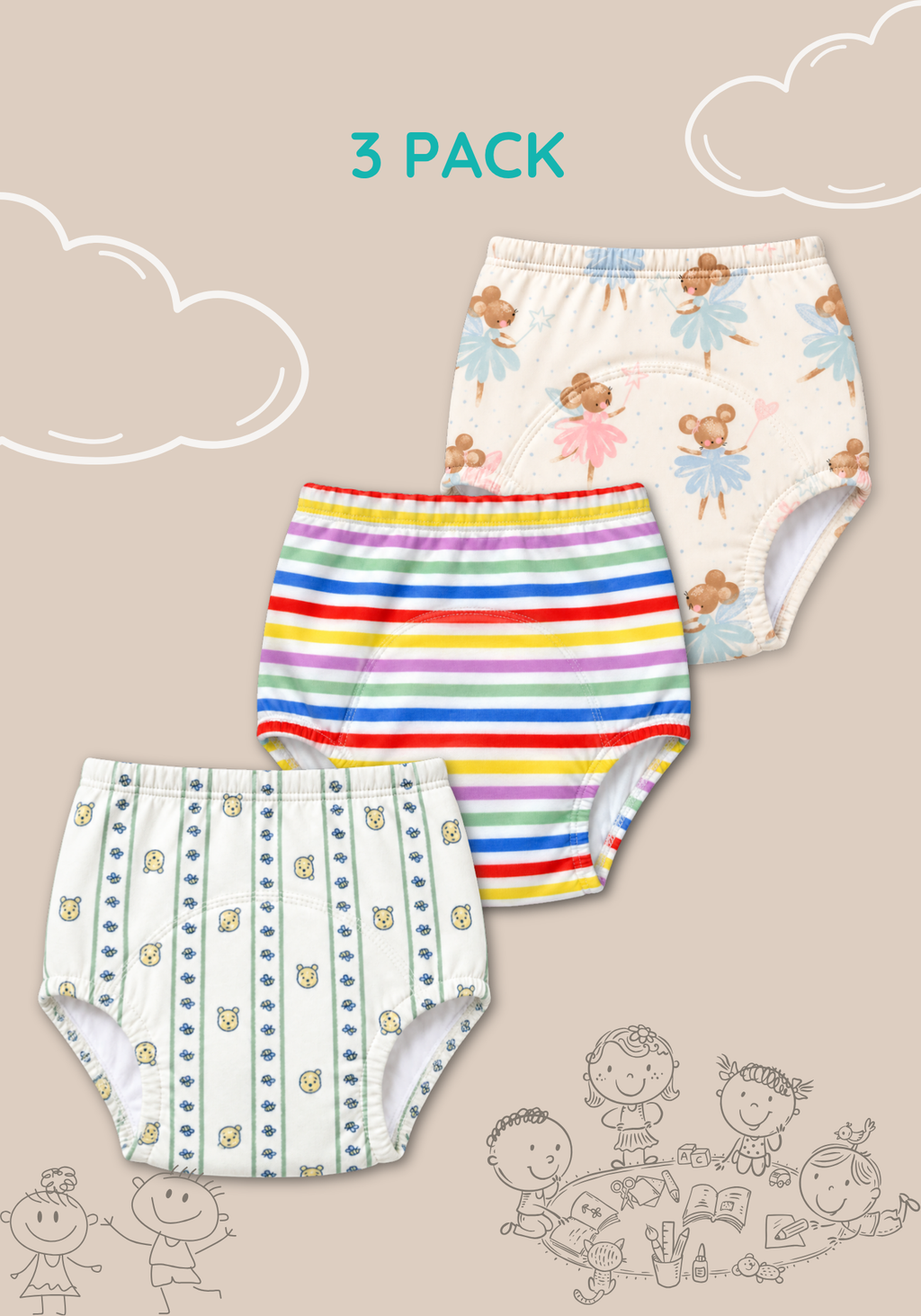 RAINBOW GARDEN 3PK POTTY TRAINING PANTY
