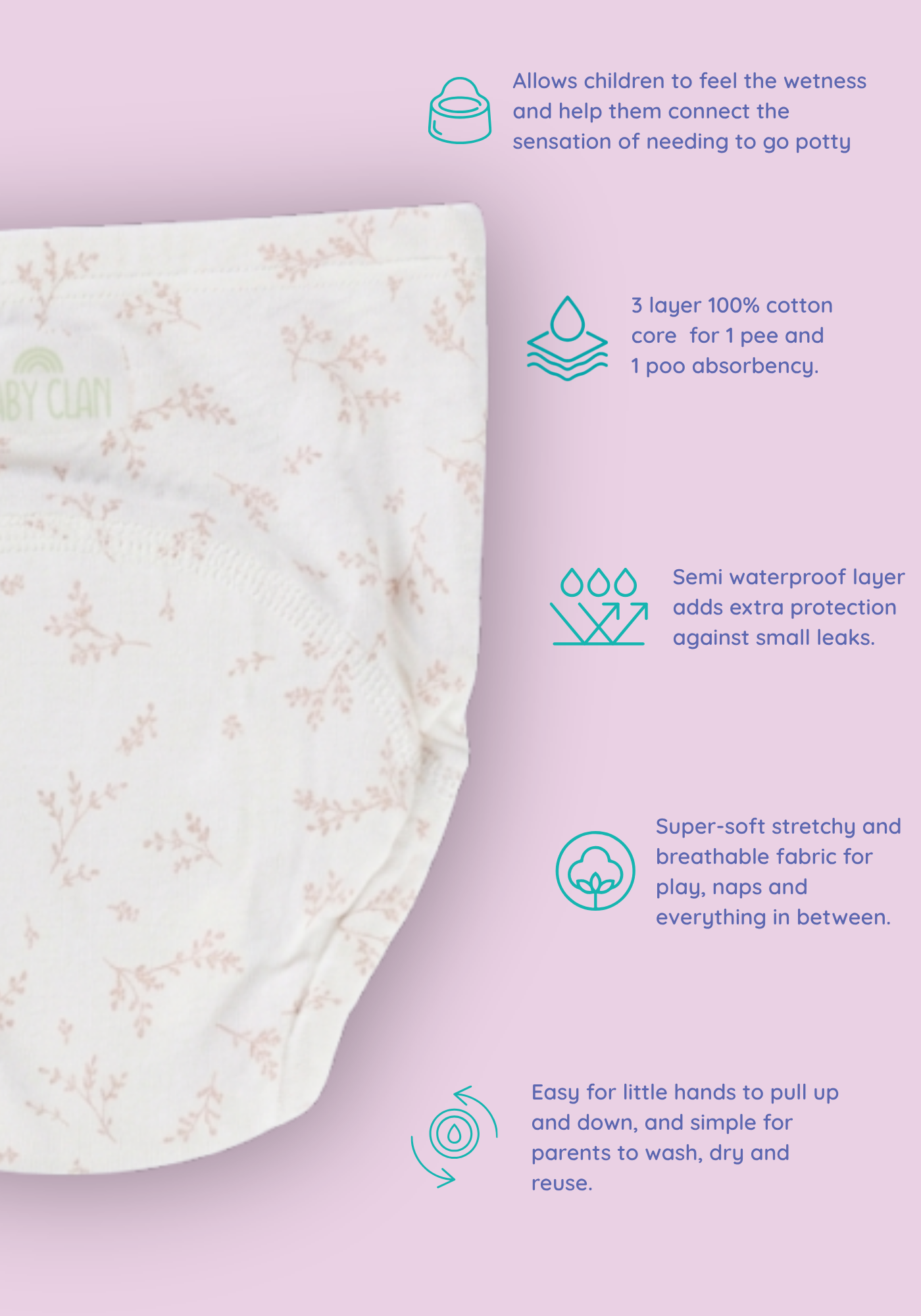 PINK BLOOM POTTY TRAINNING PANTY 3 PACK