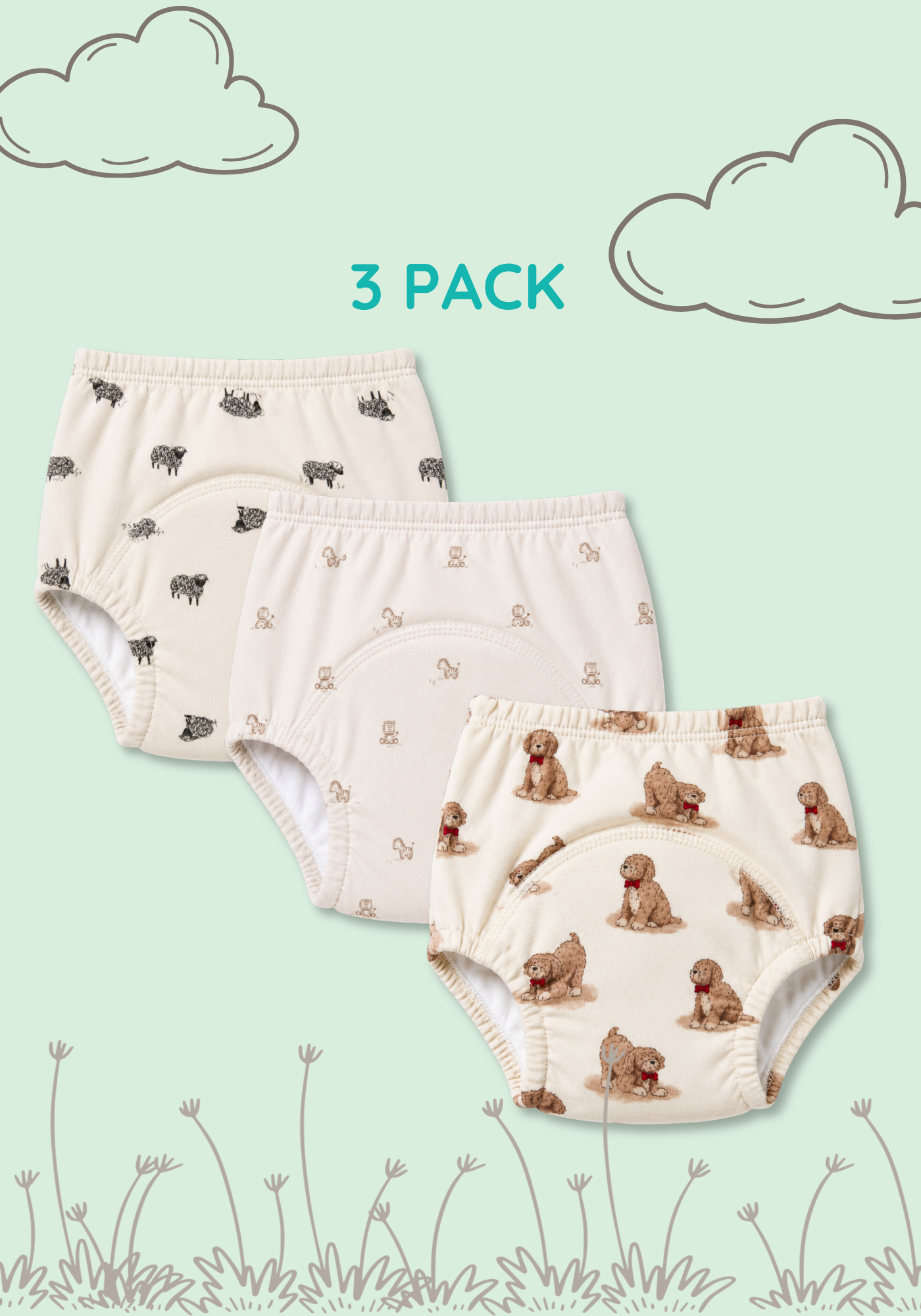 TINY TAILS 3 PACK POTTY TRAINING SHORTS