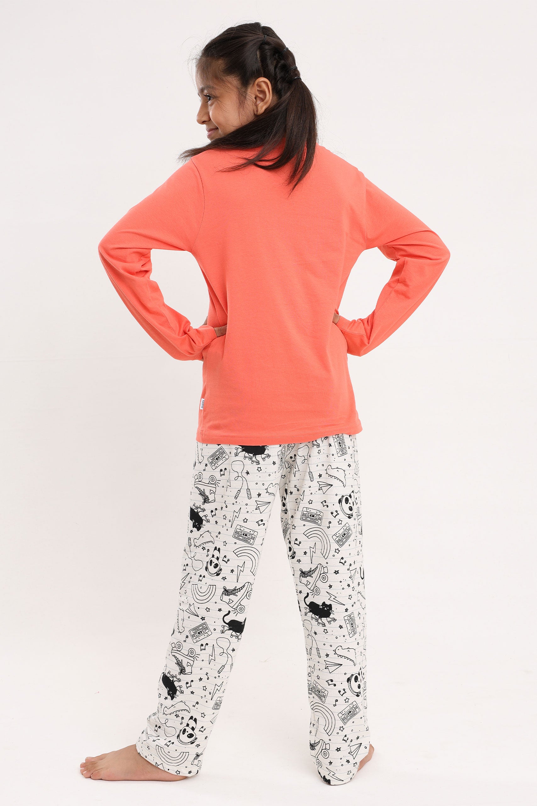 SKATER DINO GIRLS LS PANT SET