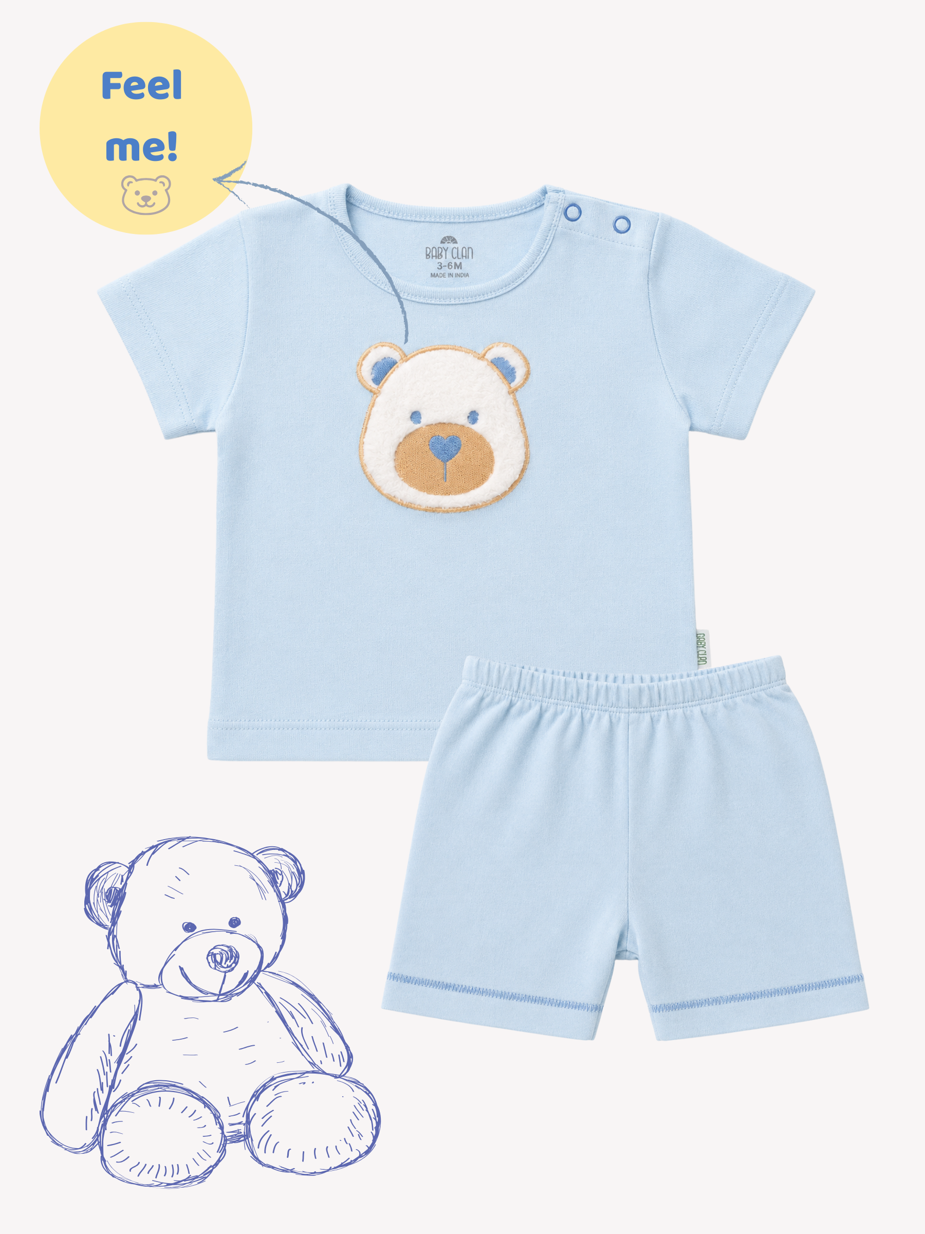 CUDDLY BEAR SHORT SET