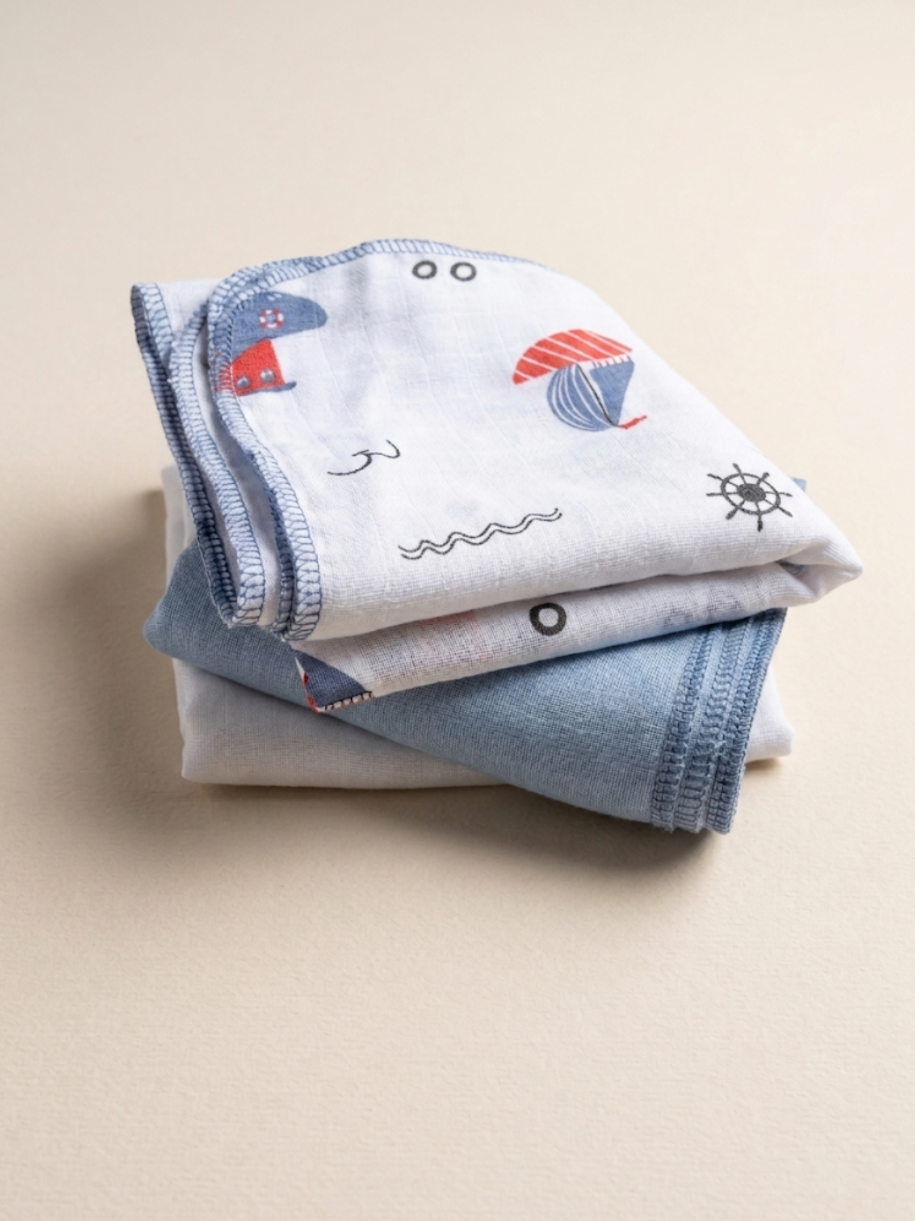 BOYS 3 PCS MUSLIN NAPPIE SET