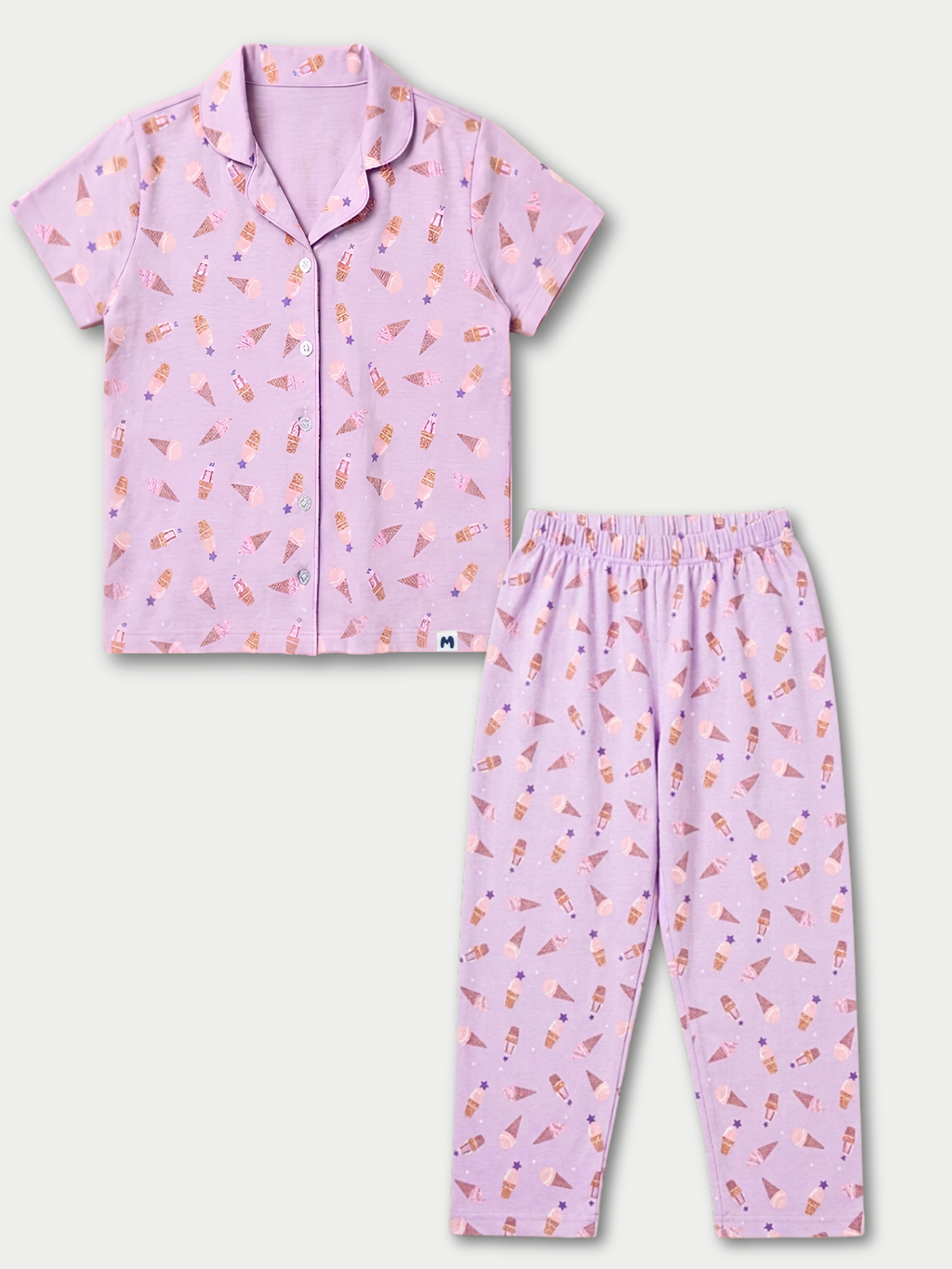ICECREAM GIRLS FRONT OPEN SHORT SLEEVE PANT SET