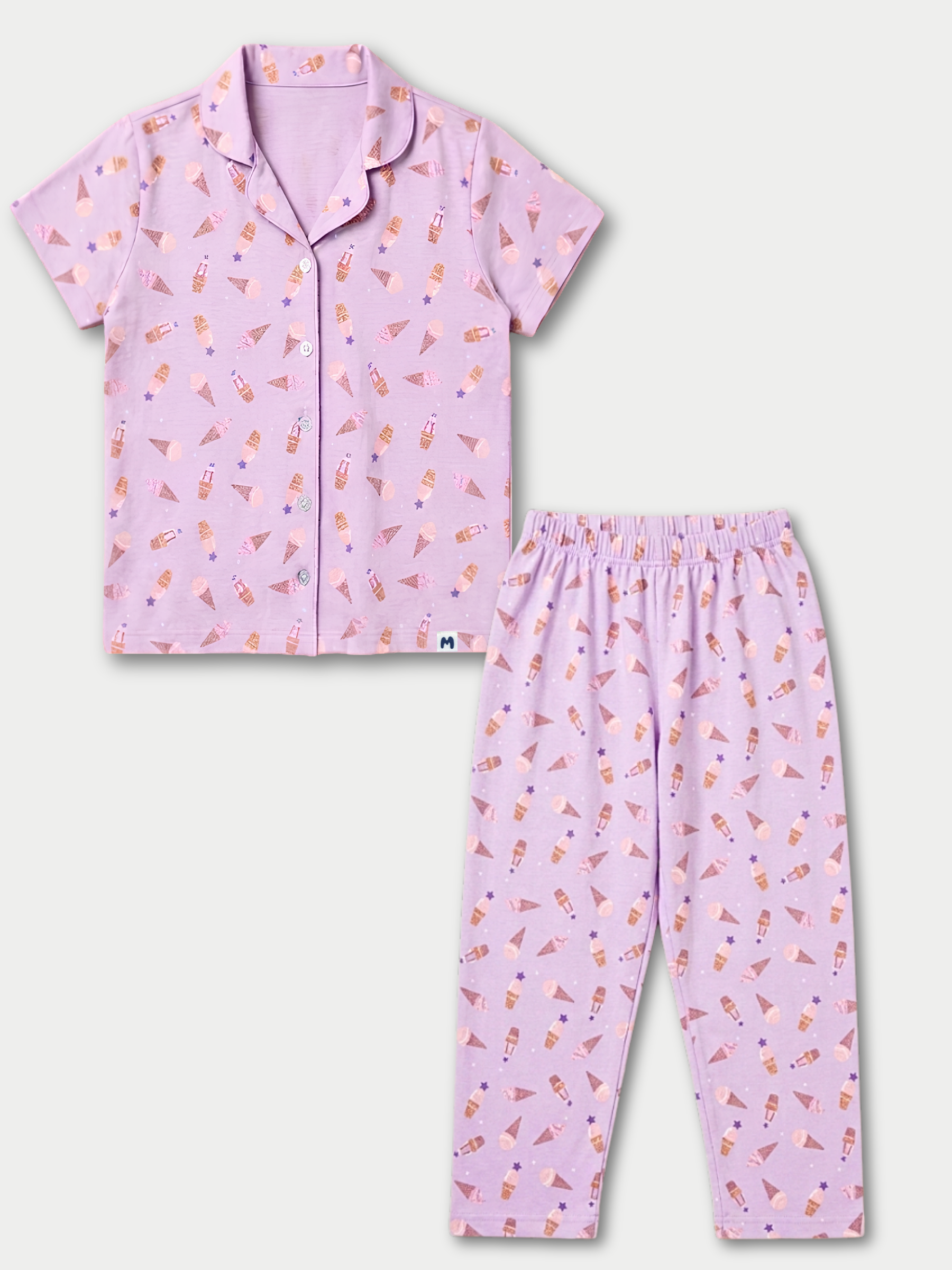 ICECREAM GIRLS FRONT OPEN SHORT SLEEVE PANT SET