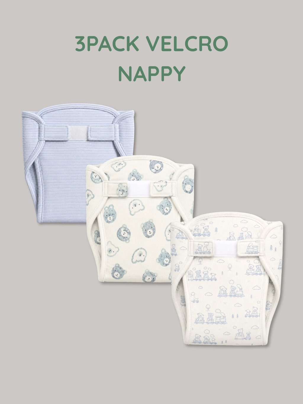 DREAM LAND 3 PACK VELCRO CLOTH NAPPY