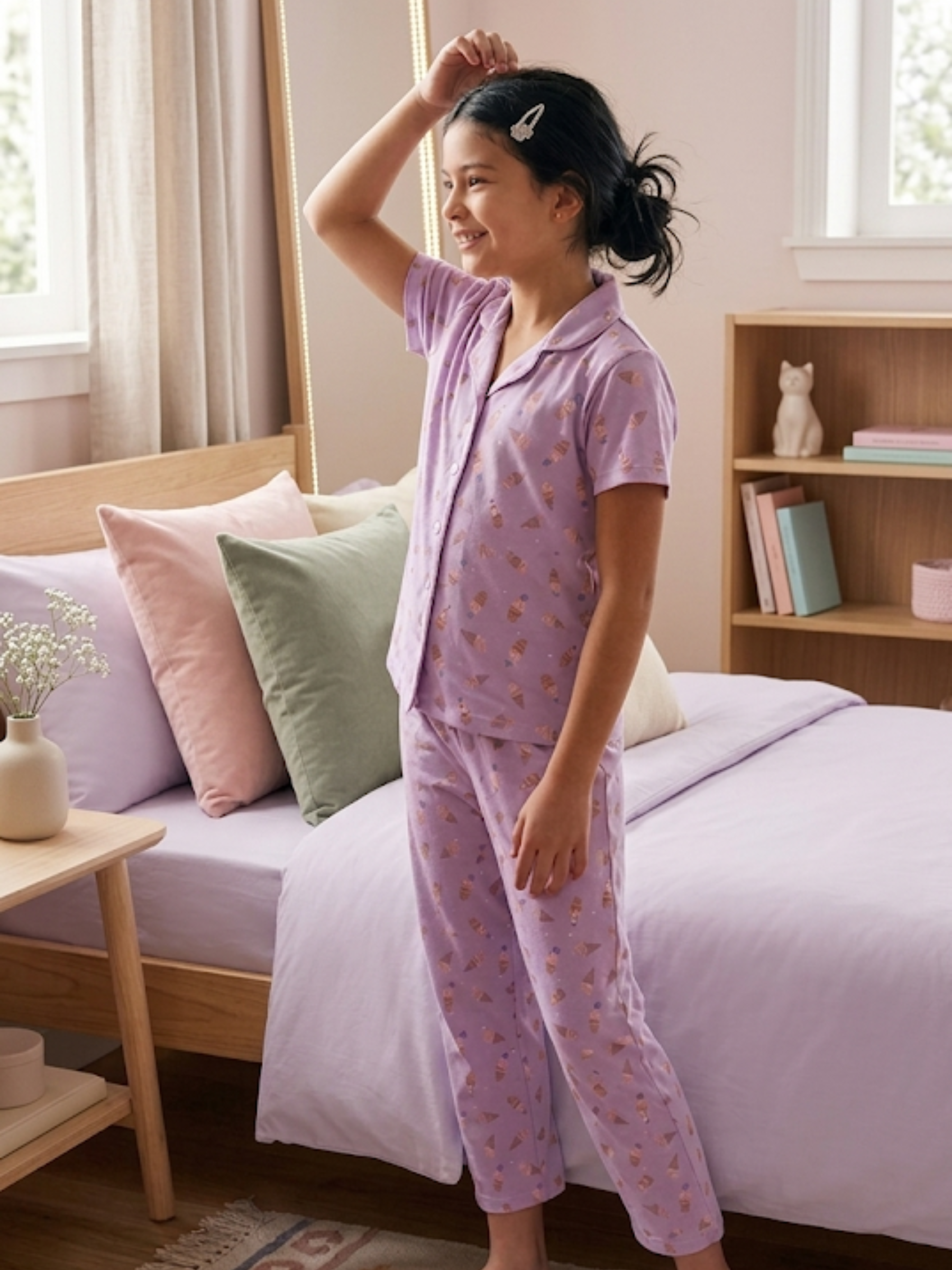 ICECREAM GIRLS FRONT OPEN SHORT SLEEVE PANT SET
