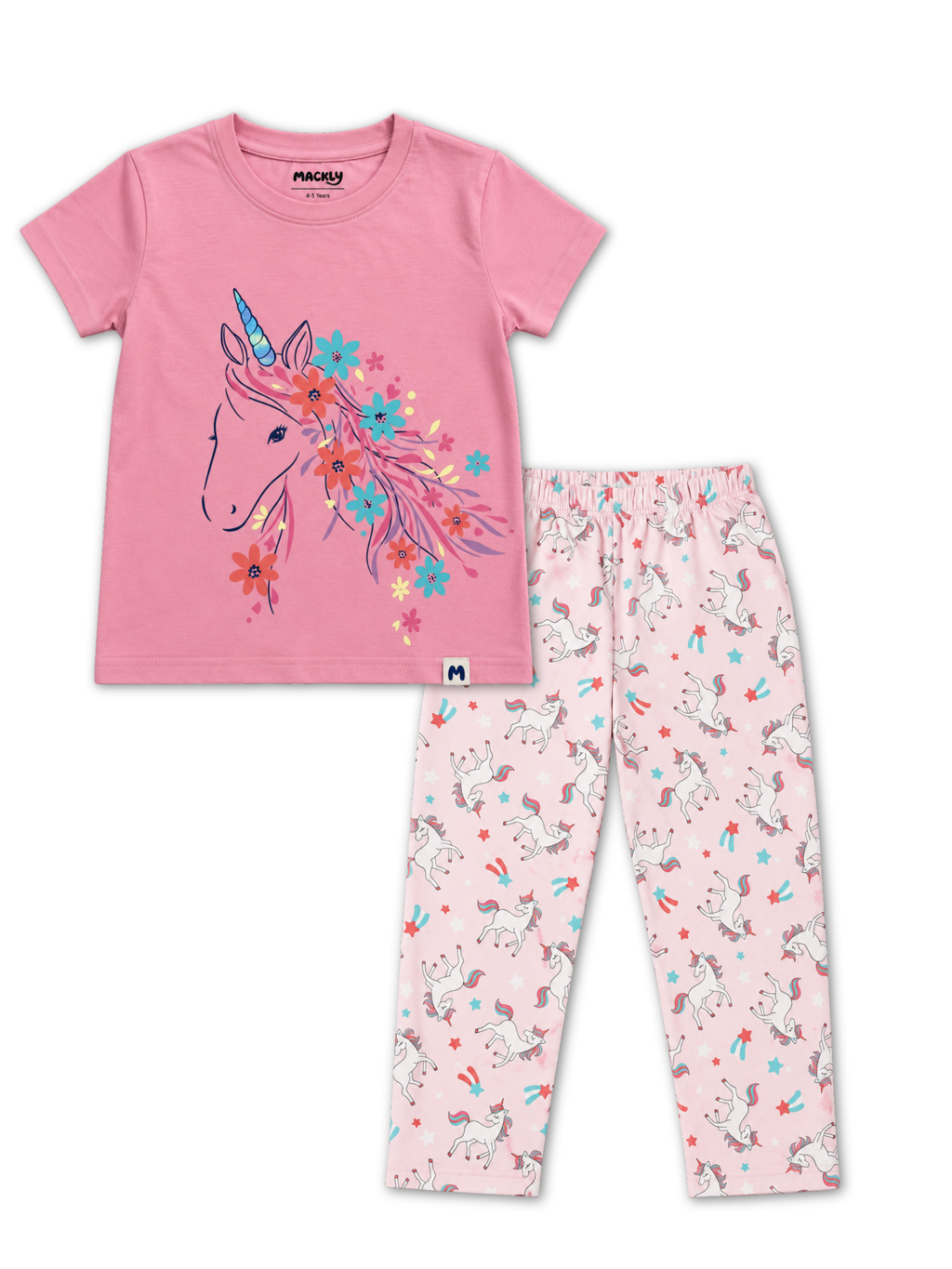 STARLIGHT UNICORN GIRLS SHORT SLEEVE PANT SET