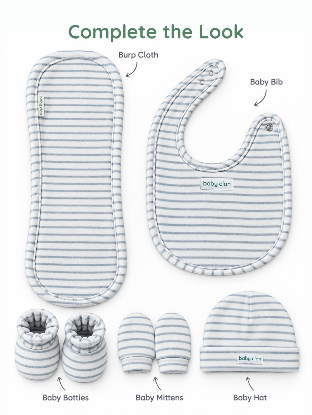 TINY BLUE STRIPE MITTENS