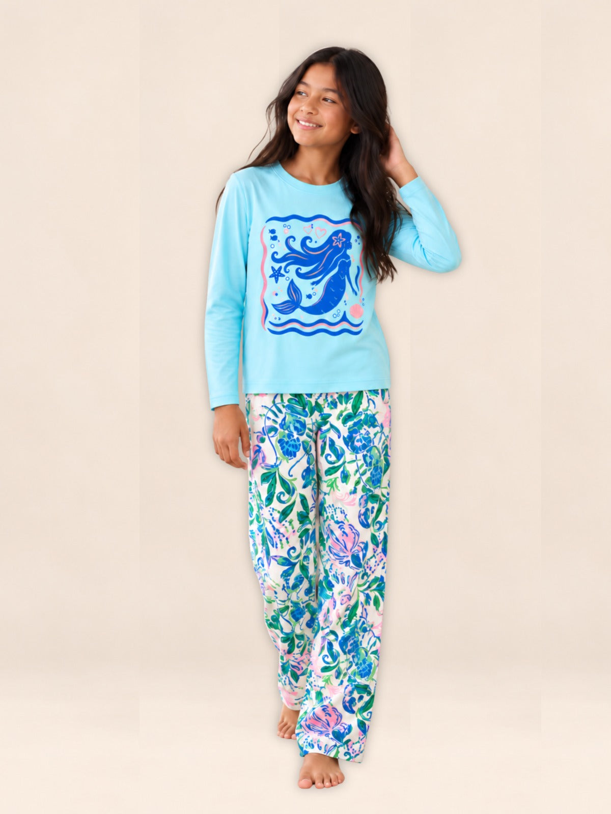 MERMAID COVE GIRLS LONG SLEEVE PANT SET