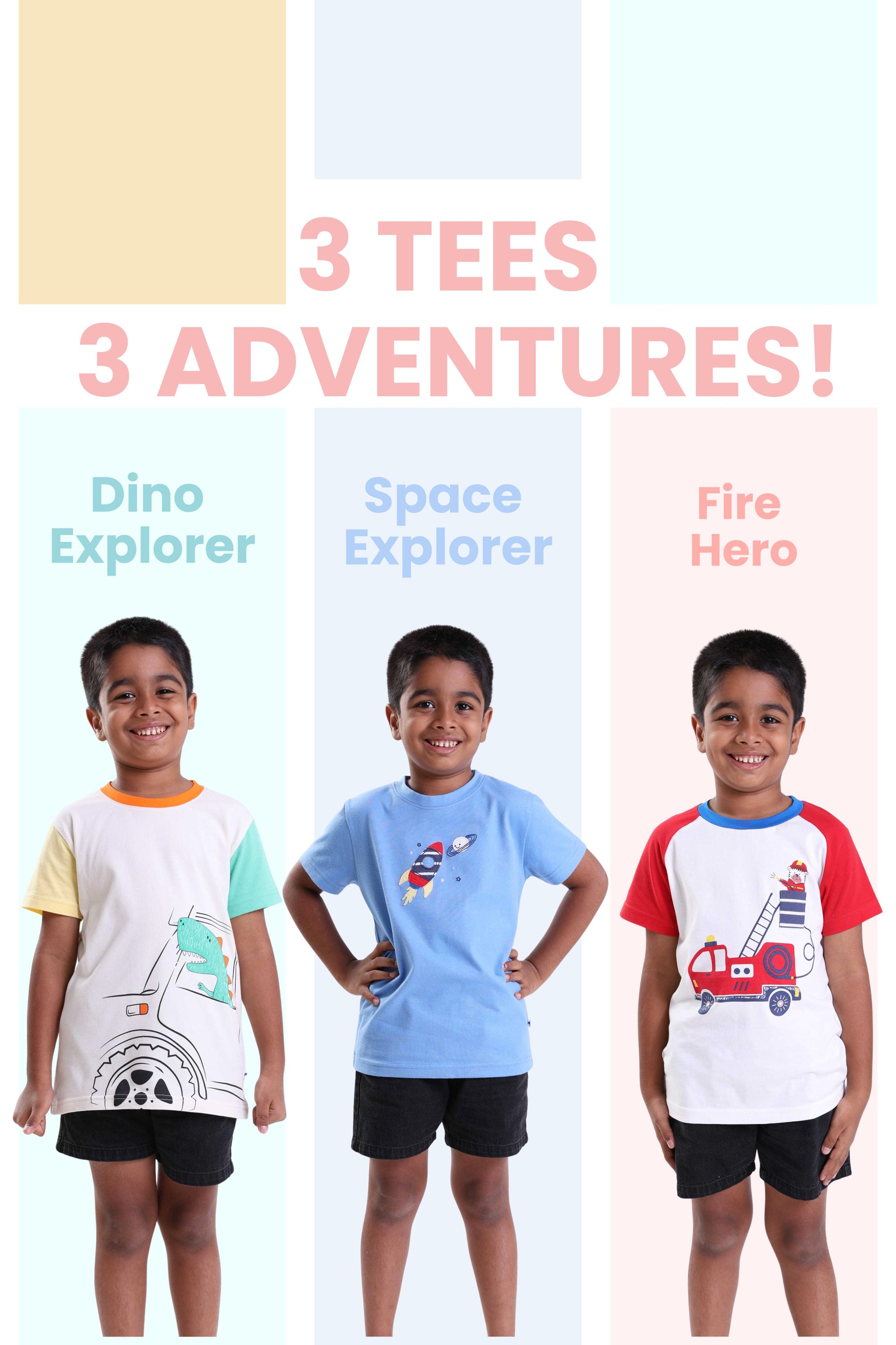 3PACK - BOYS SHORT SLEEVE TSHIRT