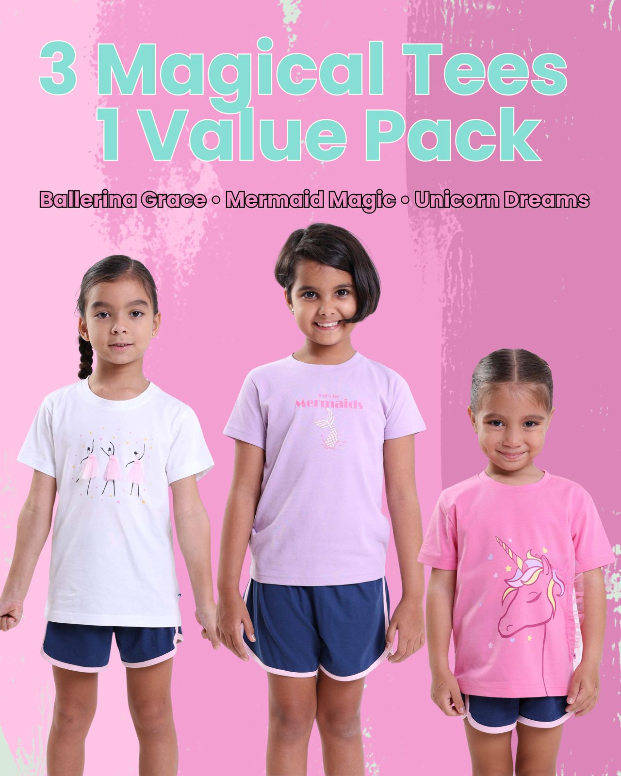 3PACK - GIRLS SHORT SLEEVE TSHIRT