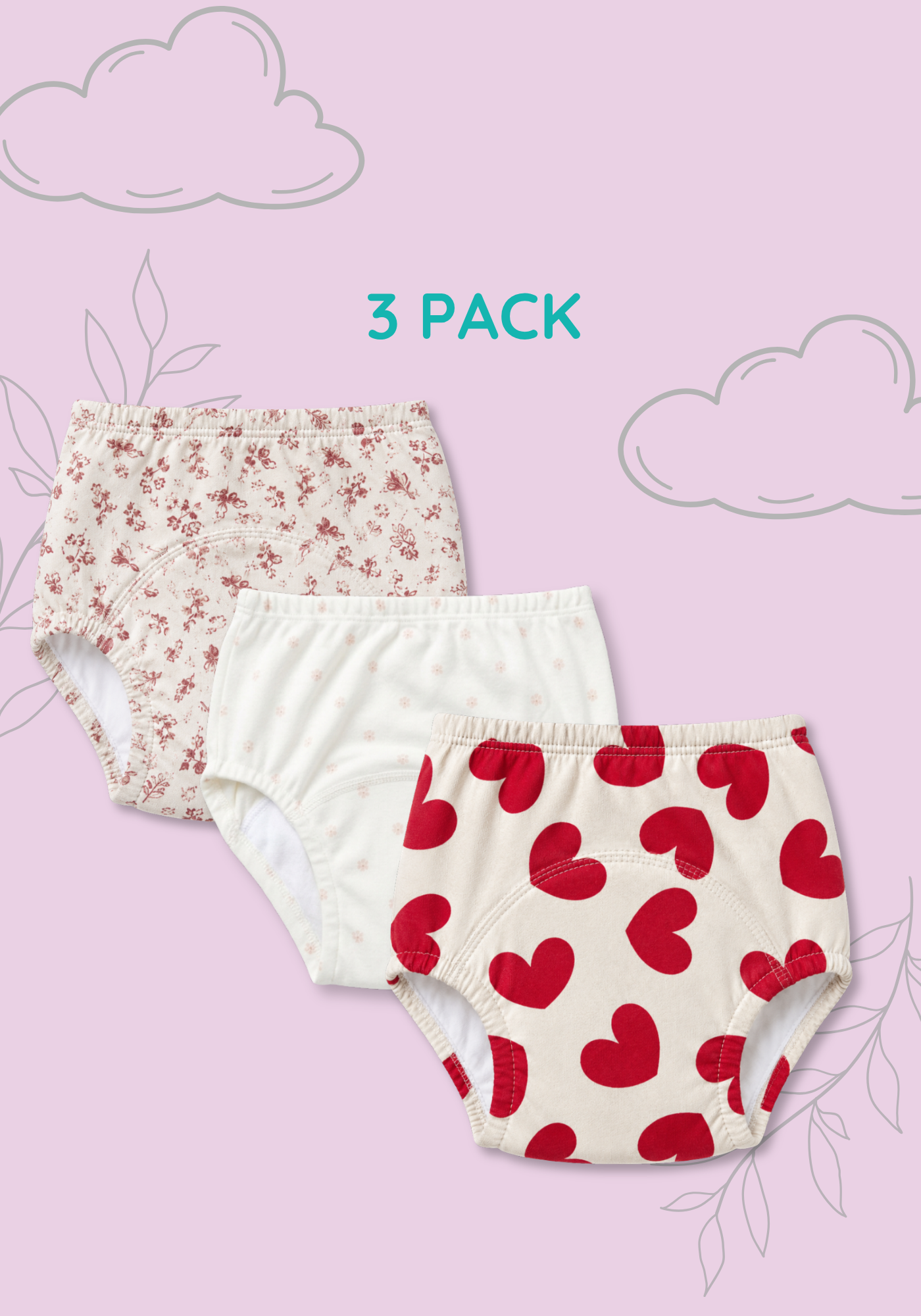 BLUSH AND BLOOM 3PK POTTY TRAINING PANTIES