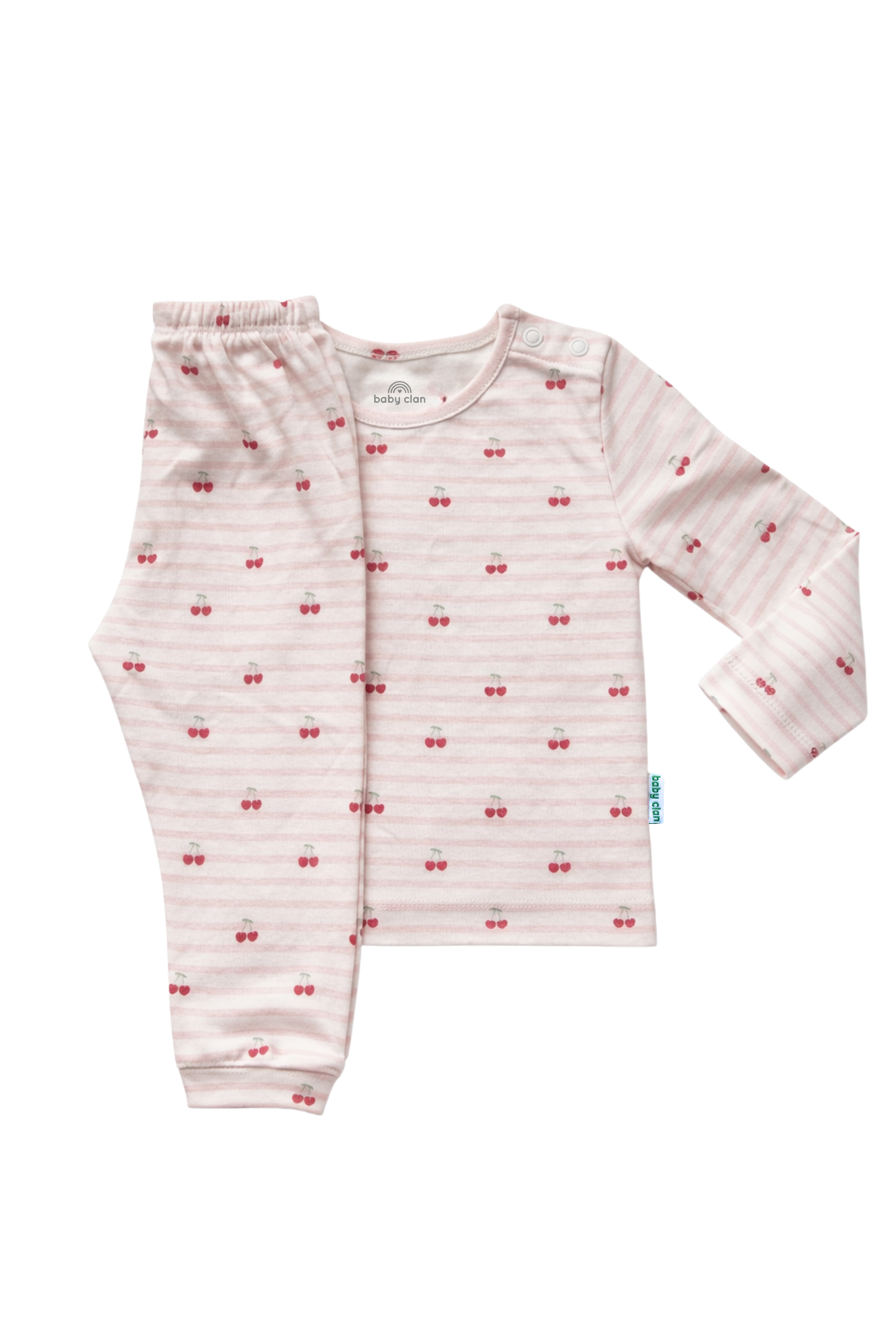 GIRLS CHERRY HEART LONG SLEEVE PANT SET