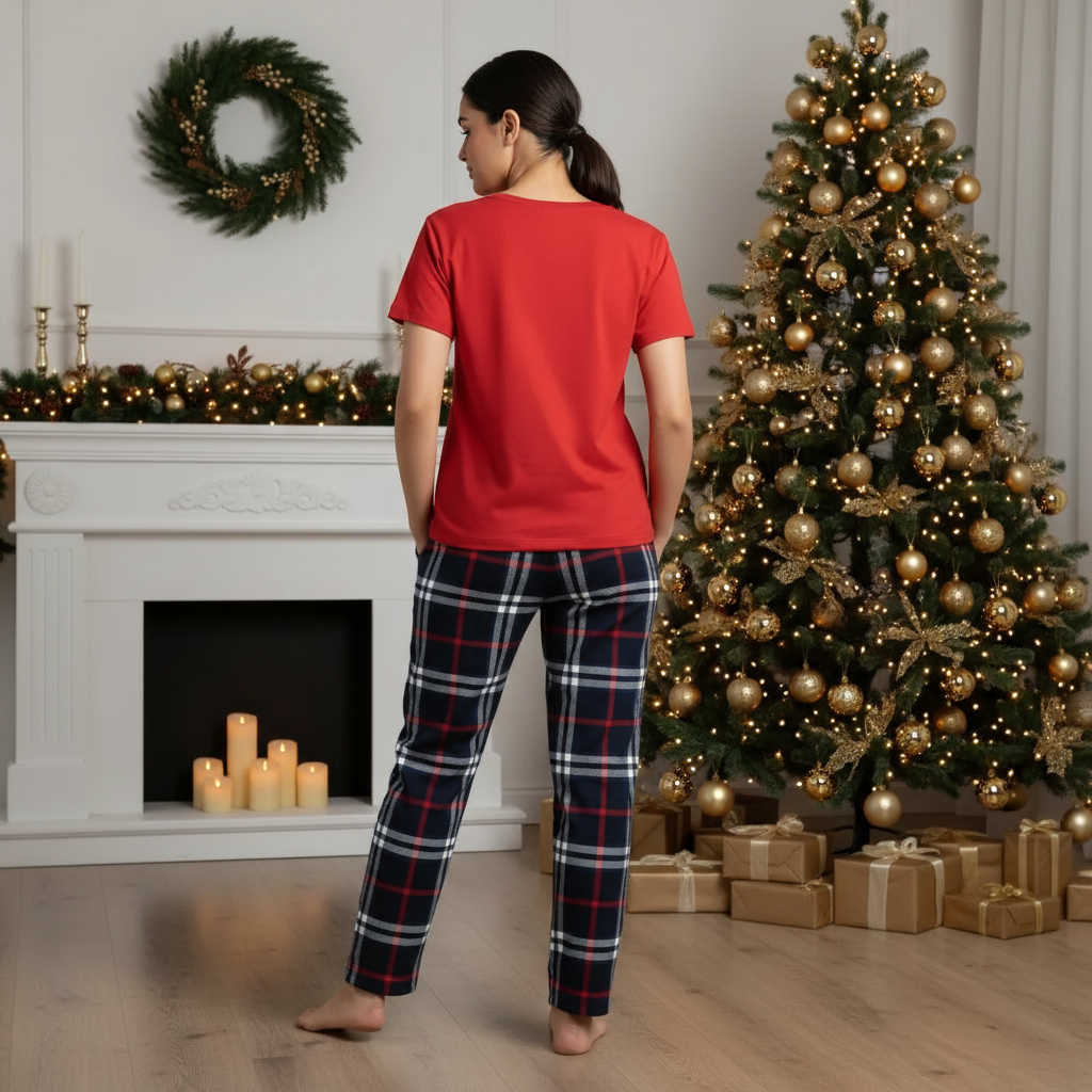 MERRY & BRIGHT LADIES COTTON SHORT SLEEVE PANT SET