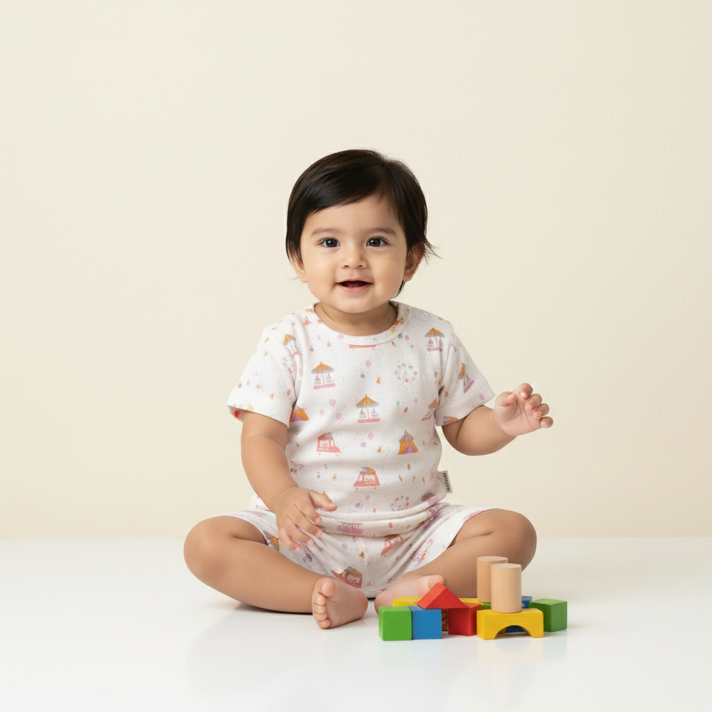 Carnival Play Pointelle Short Sleeve Short Set