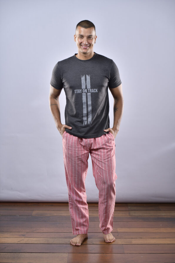 100% COTTON WOVEN LONG PANT WITH SEPARATE WAISTBAND.