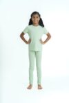 Kids Green Leggings Pant – Cotton Elastane Jersey with Elastic Waistband (1)
