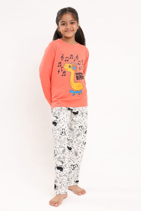 SKATER DINO GIRLS LS PANT SET